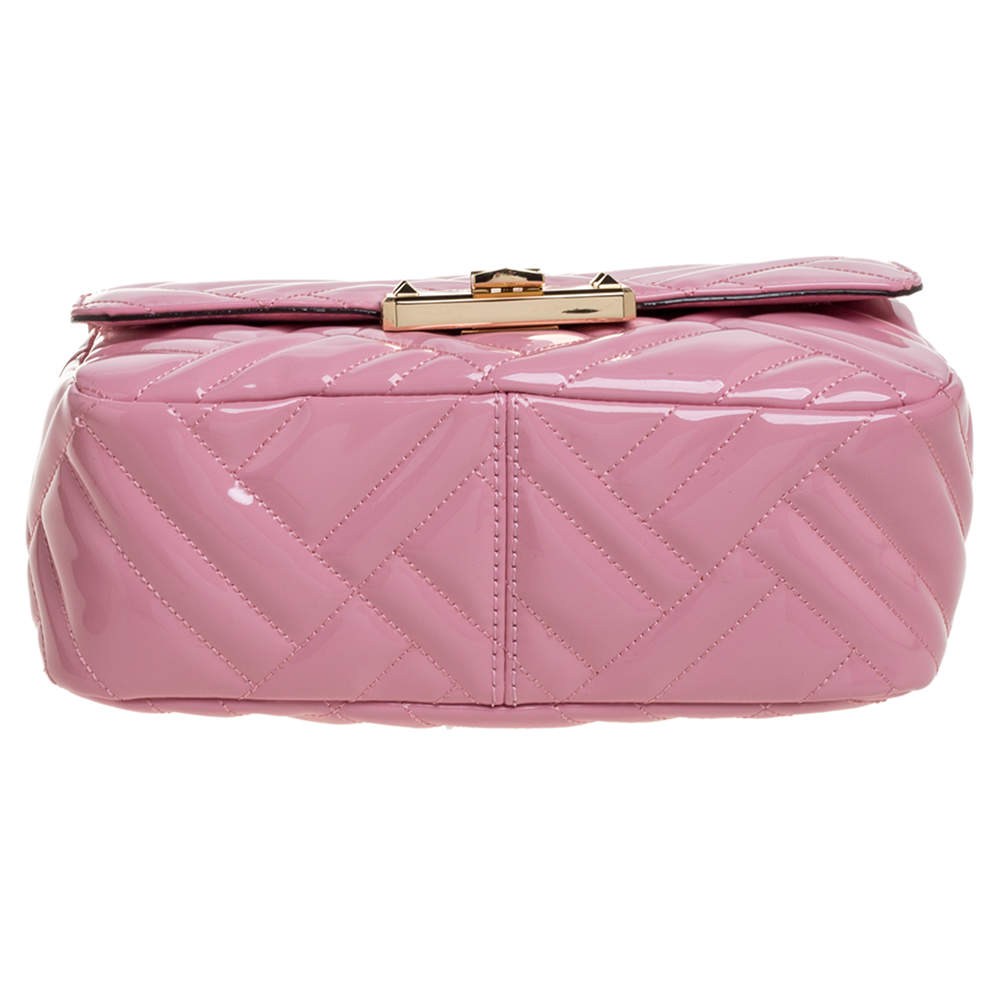 Michael Kors Pink Patent Leather Medium Peyton Shoulder Bag