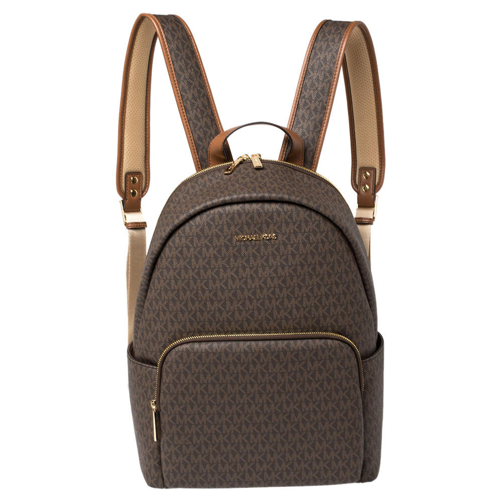 Michael Kors Brown Signature Coated Canvas Large Erin Backpack