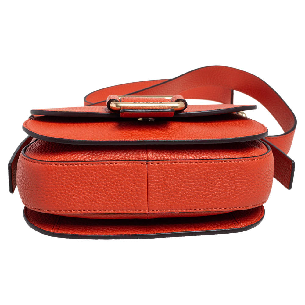 Michael Michael Kors Orange Leather Medium Maxine Saddle Crossbody