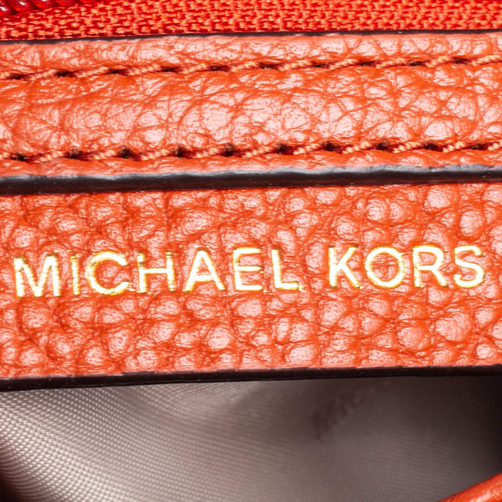 Michael Michael Kors Orange Leather Medium Maxine Saddle Crossbody