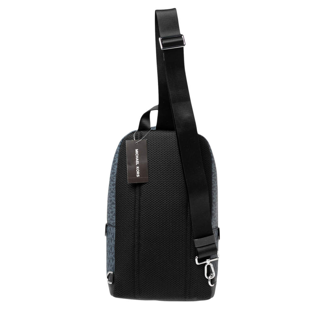 Michael Kors Cooper Racing Stripe Black Signature Commuter Sling Backpack