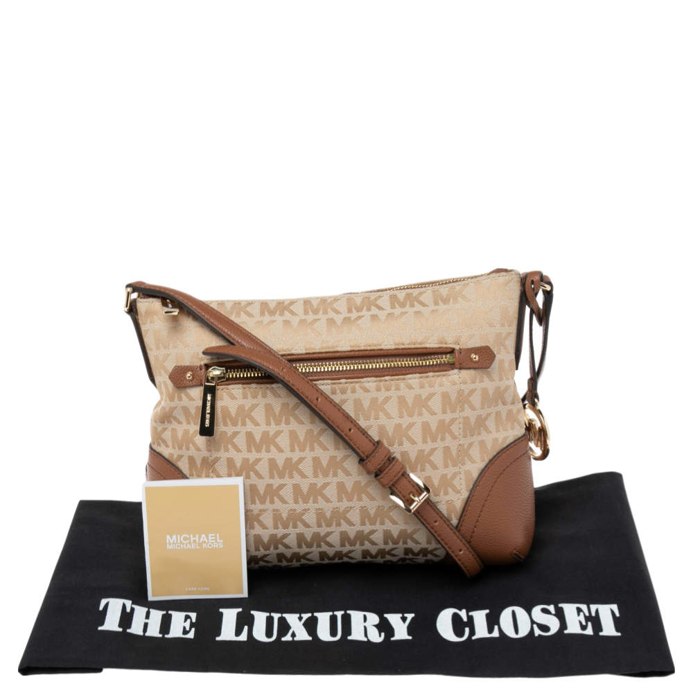 Michael Kors Beige/Brown Signature Canvas and Leather Shoulder Bag Michael  Kors | TLC