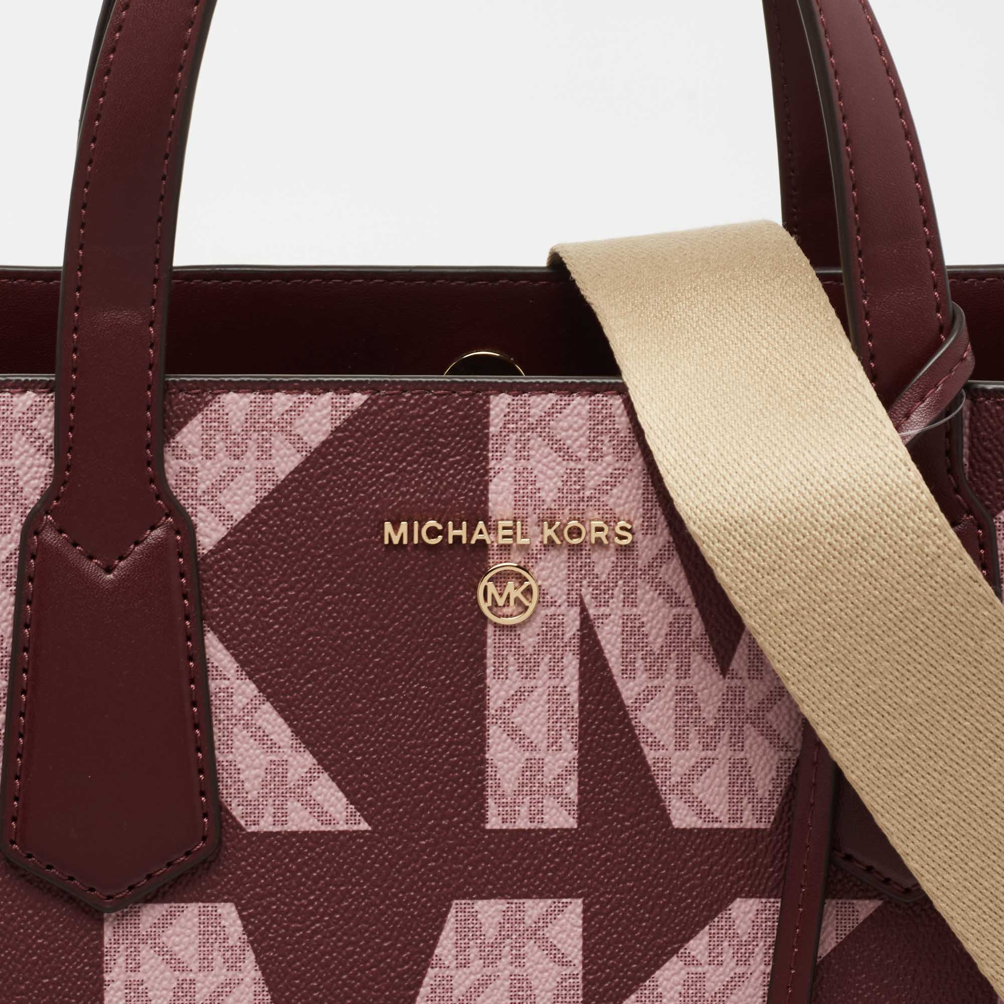 Michael Kors Royal Pink Coated Canvas and Leather Large Maple