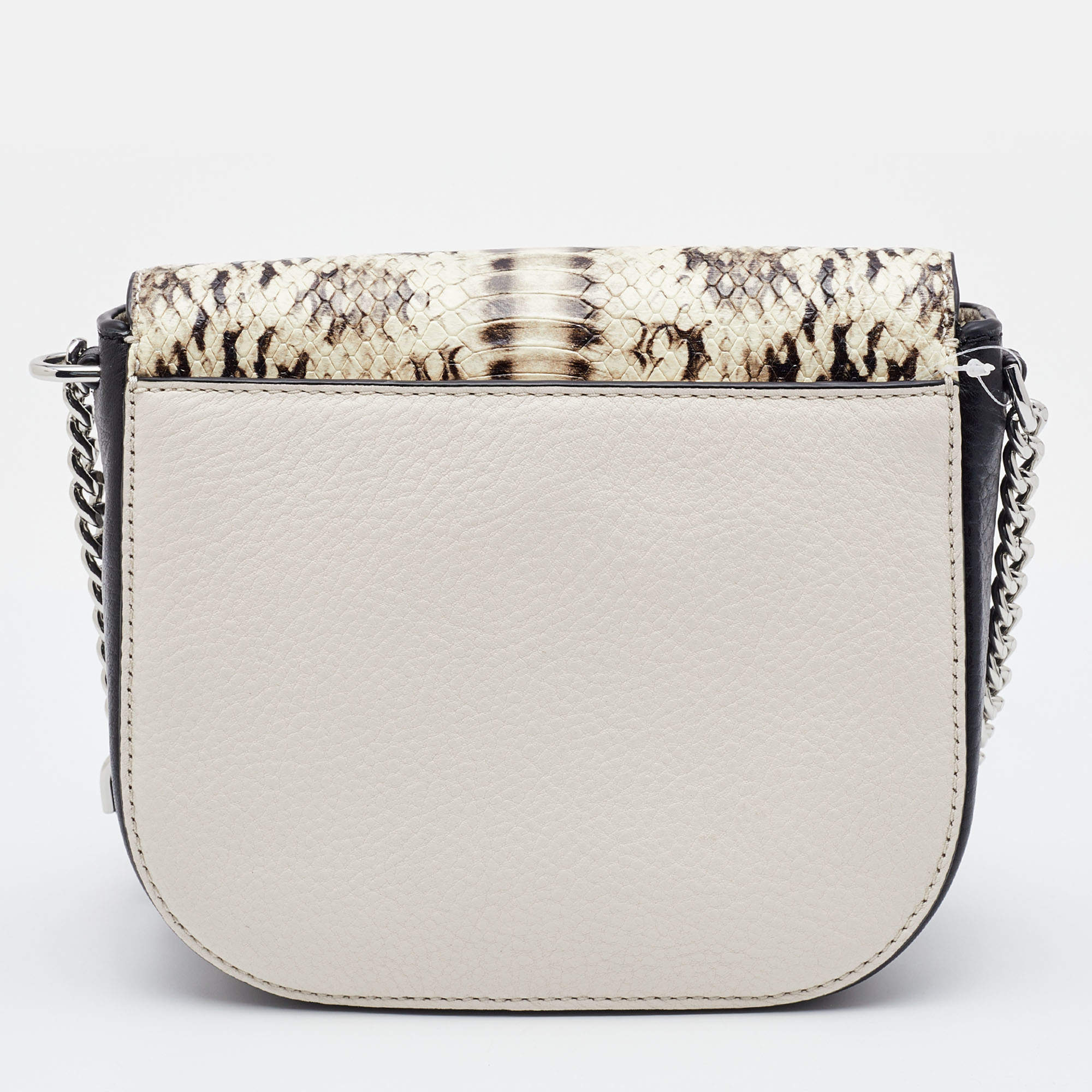 Michael Kors Cream/Black Leather and Python Effect Leather Half Dome  Crossbody Bag Michael Kors | The Luxury Closet