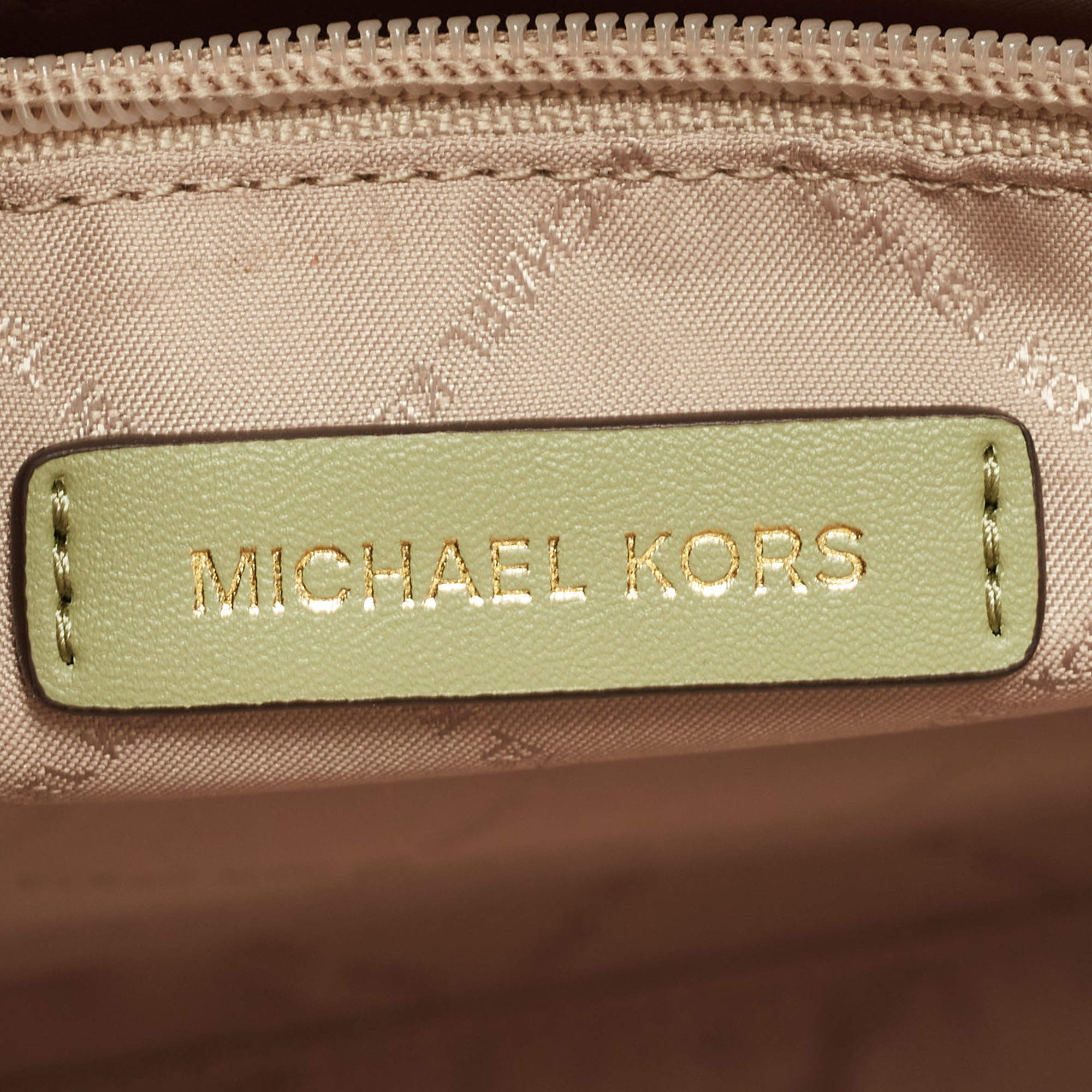 Michael kors kenly large ns tote satchel graphic logo brown mk green multi