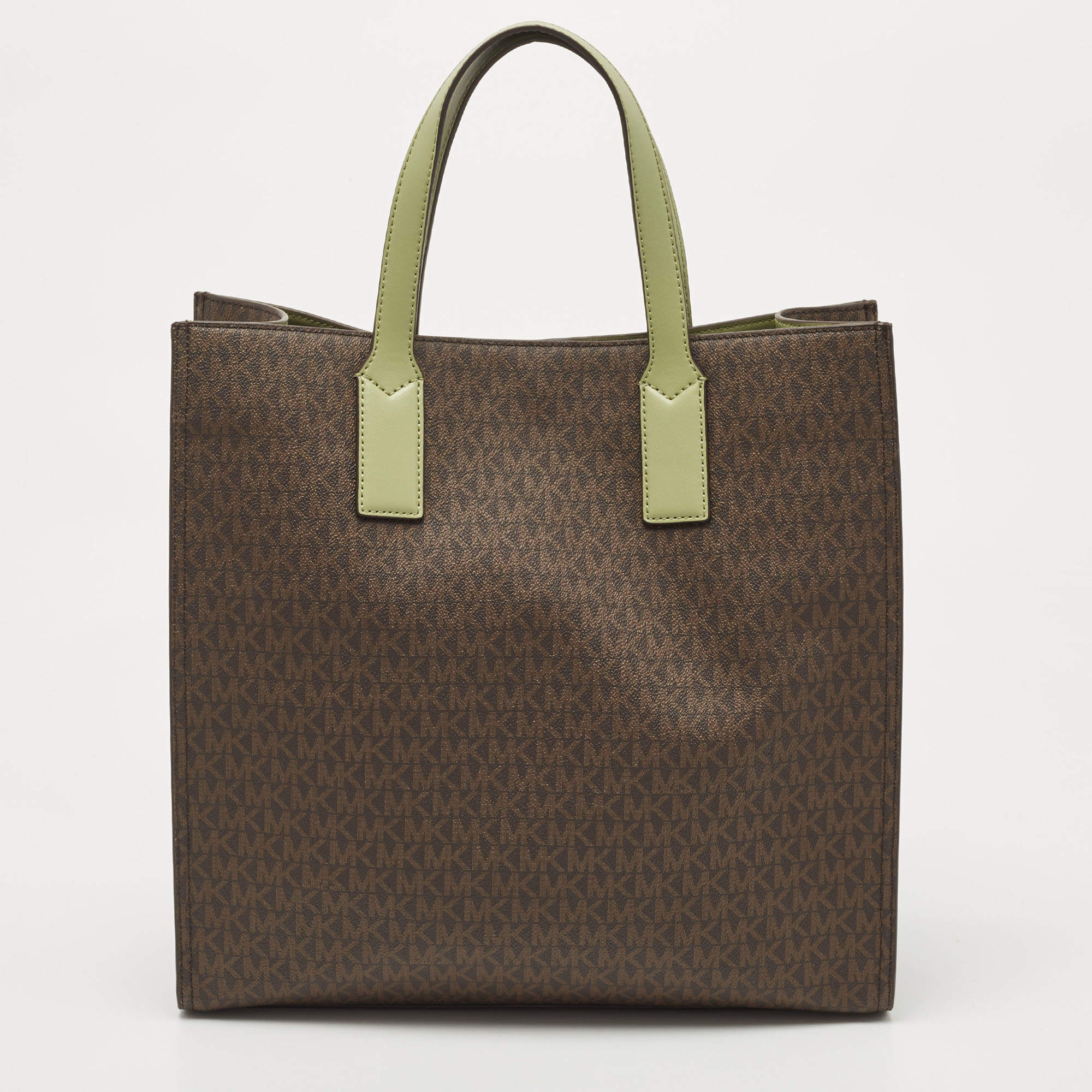 Michael Kors Dark Brown/Light Sage Signature Coated Canvas Large NS Kenly  Tote - ShopStyle