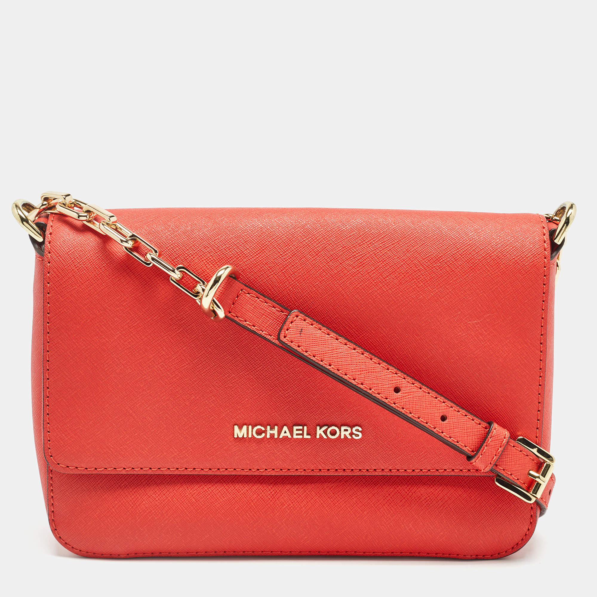 Pre Owned Michael Kors Red Leather Daniela Crossbody Bag