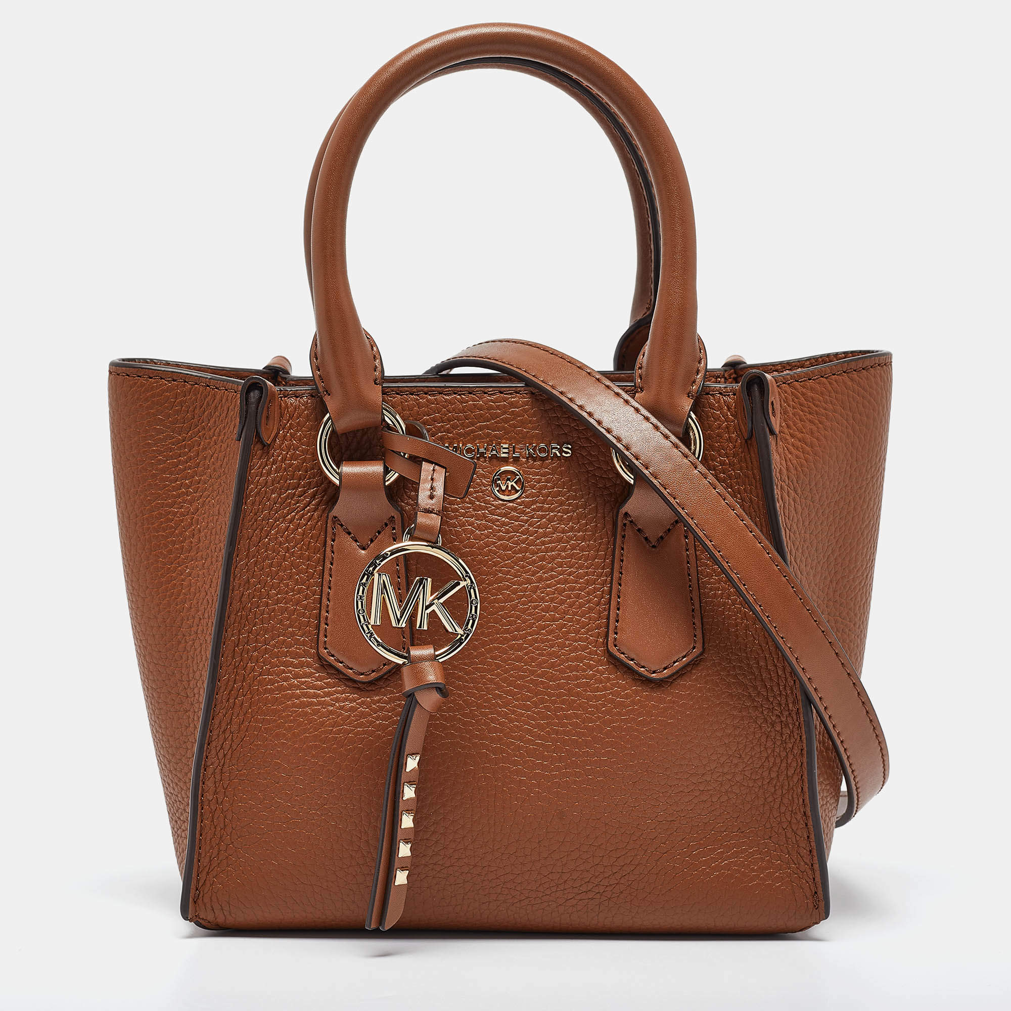 Pre Owned Michael Kors Brown Leather Small Kris Tote