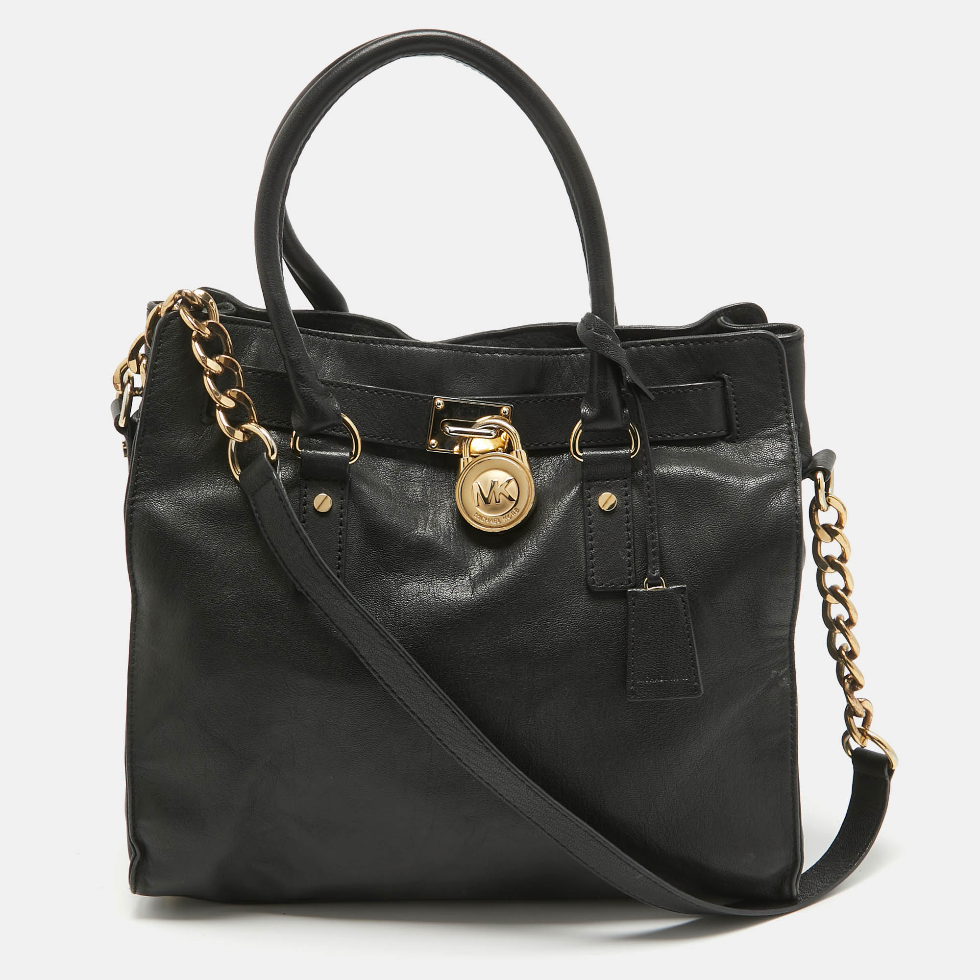 MICHAEL Michael Kors Black Leather Large Hamilton North South Tote