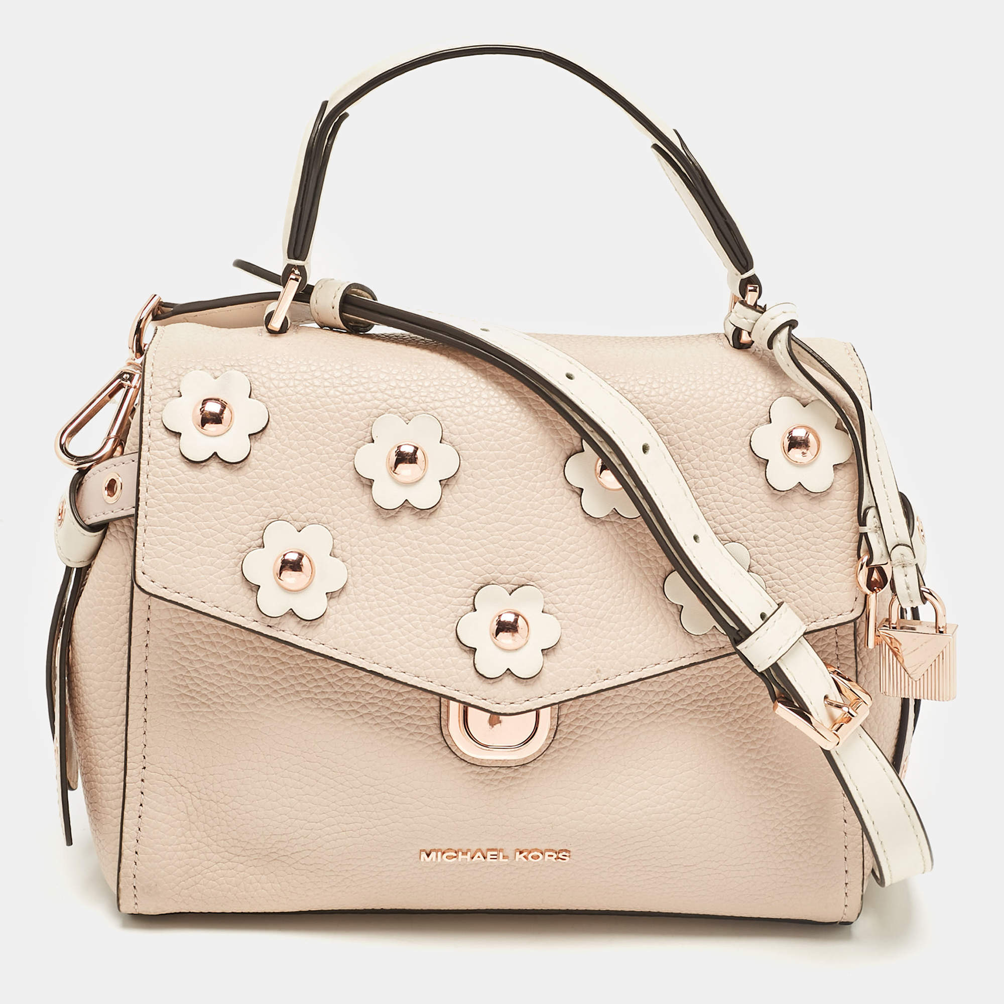 Pre Owned Michael Kors Tricolor Leather Small Embellished Bristol Top Handle Bag