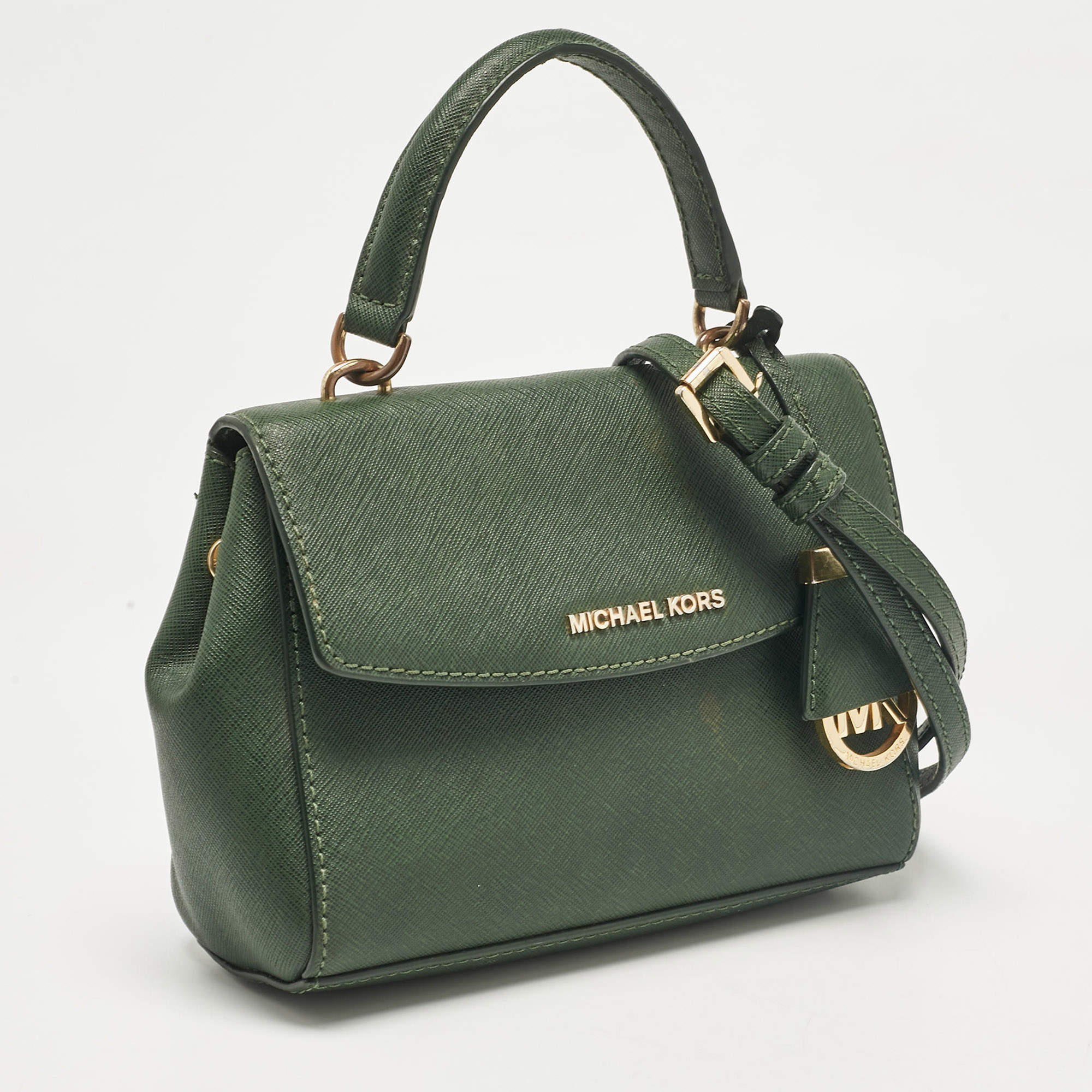 Michael Kors Dark Green Leather Extra Small Ava Top Handle Bag Michael Kors TLC