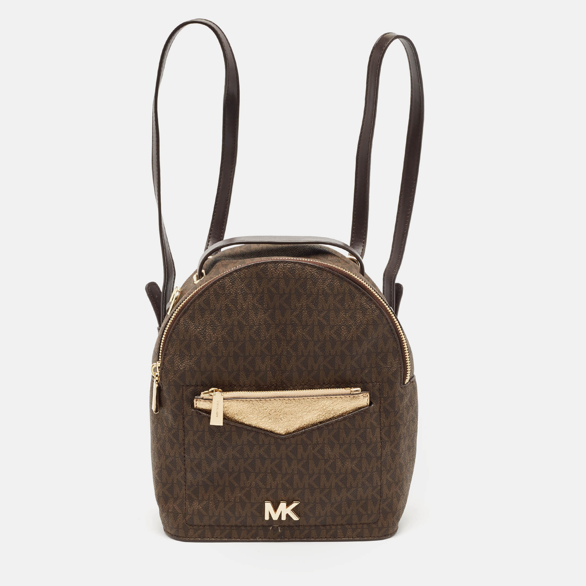 Michael Kors Brown Signature Coated Canvas Jessa Convertible Backpack