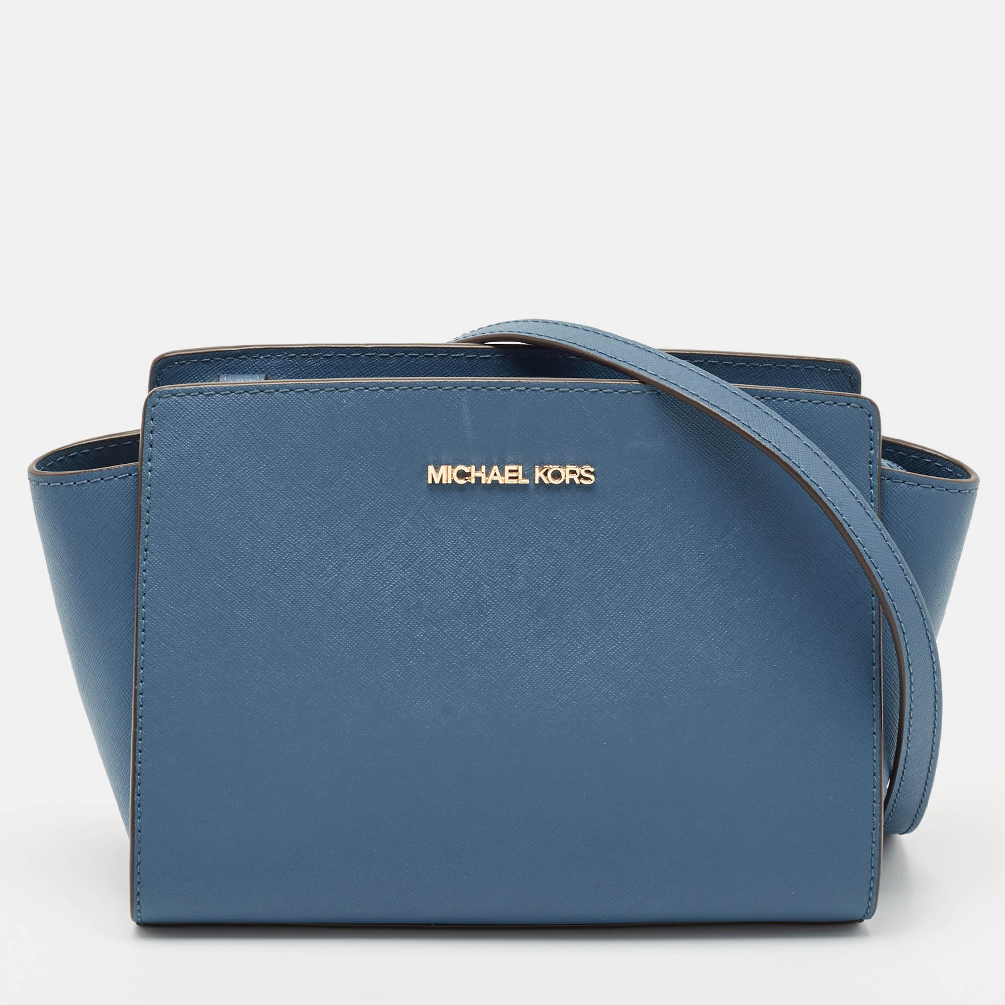 Pre Owned Michael Kors Blue Leather Small Selma Crossbody Bag
