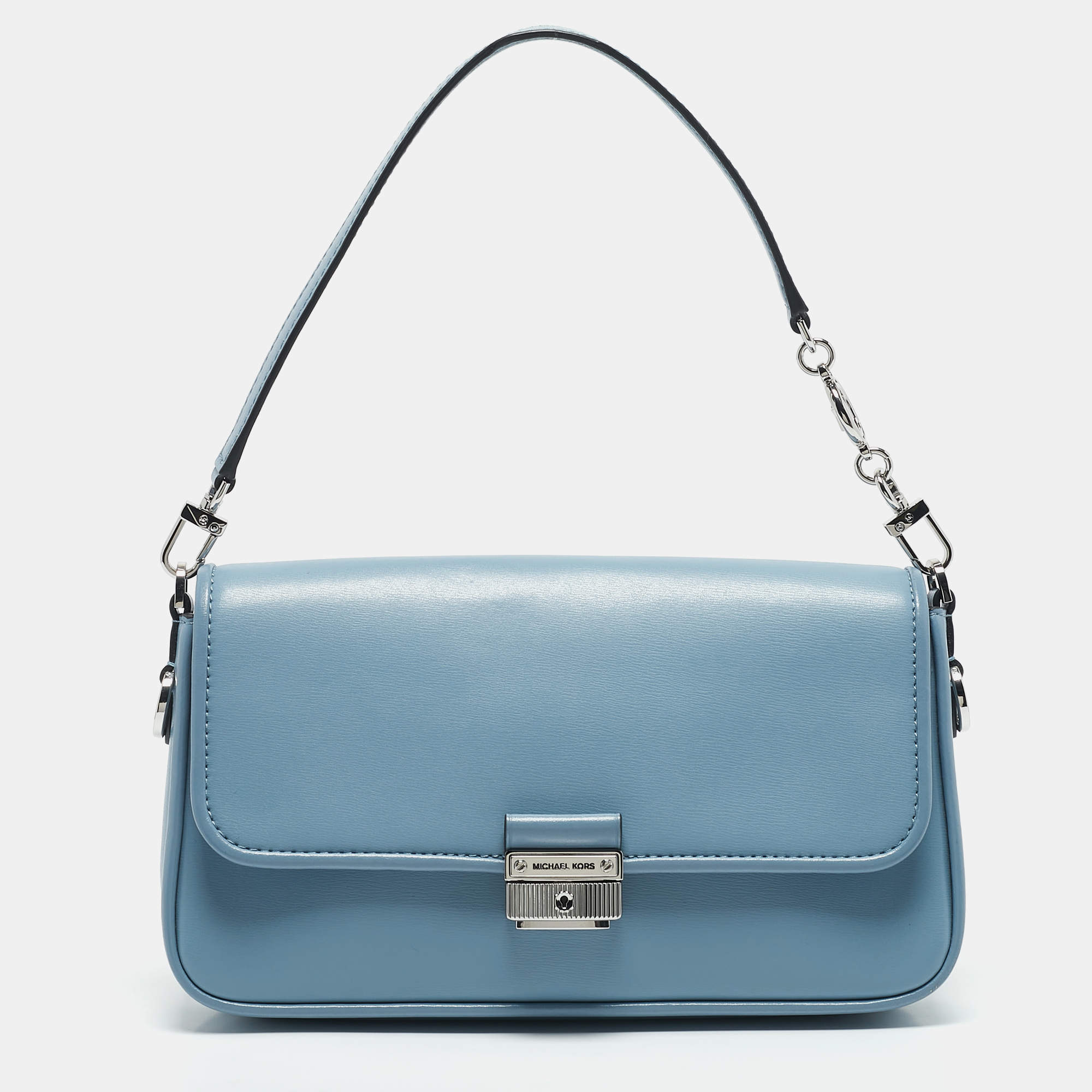 Michael Kors Pale Blue Leather Bradshaw Small Shoulder Bag
