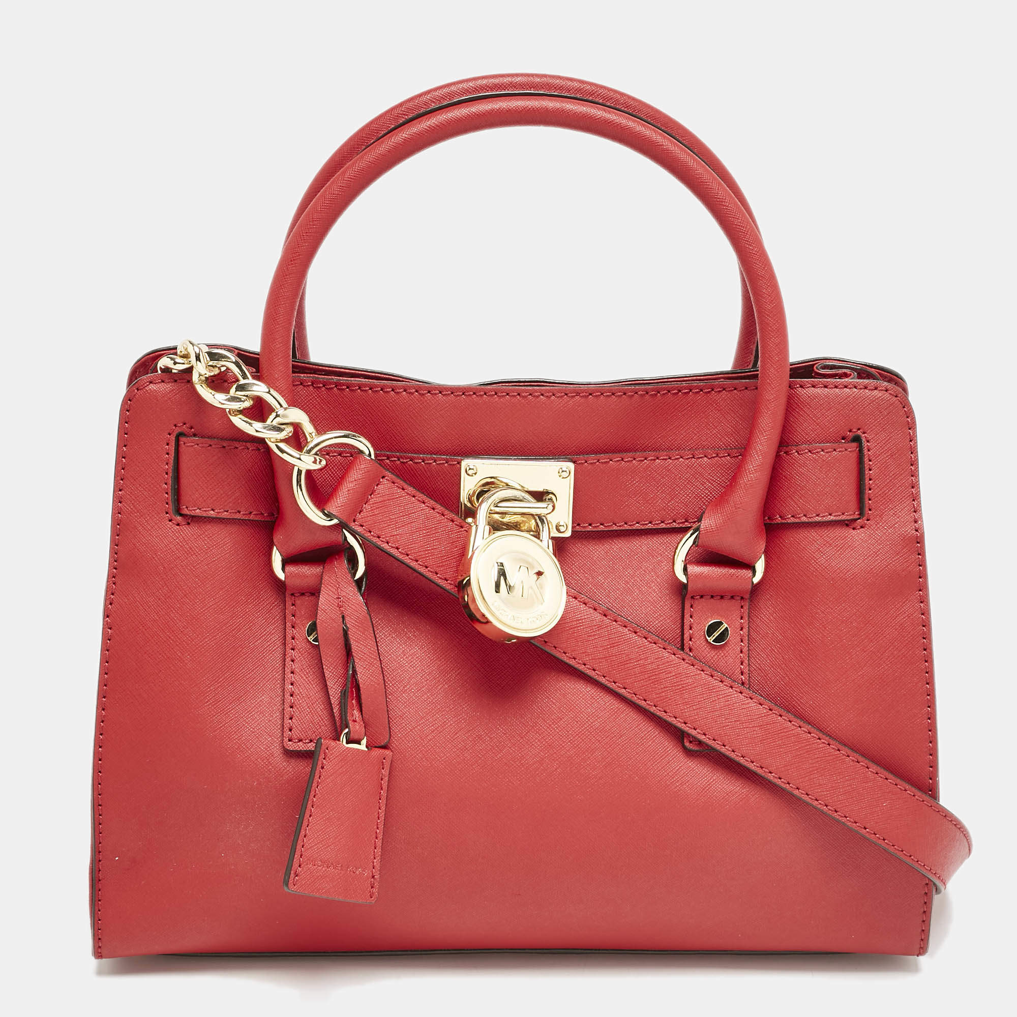 Michael Kors Red Leather Hamilton North South Tote
