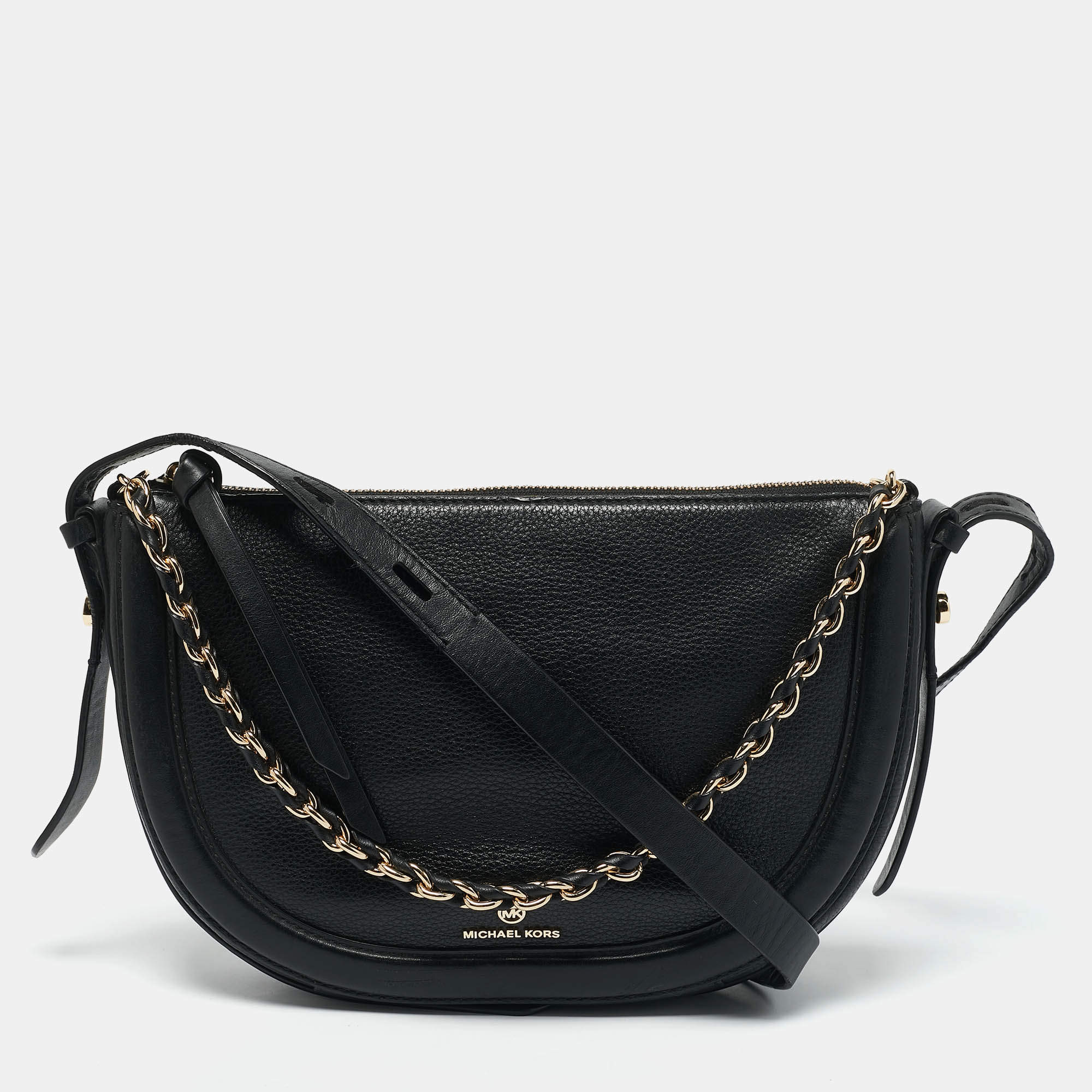 Michael Kors Black Leather Medium Jagger Shoulder Bag