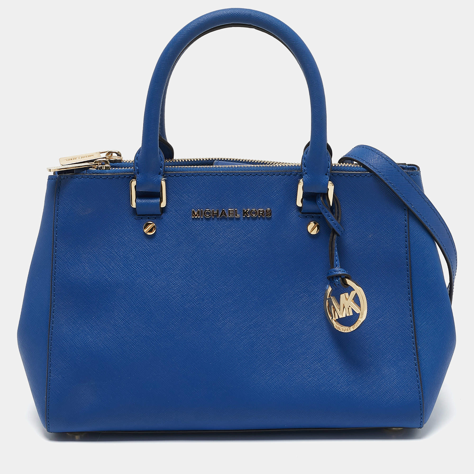Michael Kors Blue Leather Medium Sutton Tote