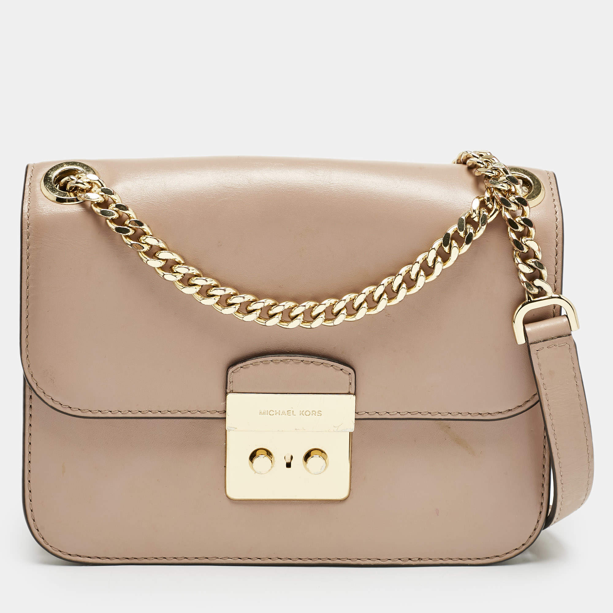 Pre Owned Michael Kors Old Rose Leather Brandi Shoulder Bag