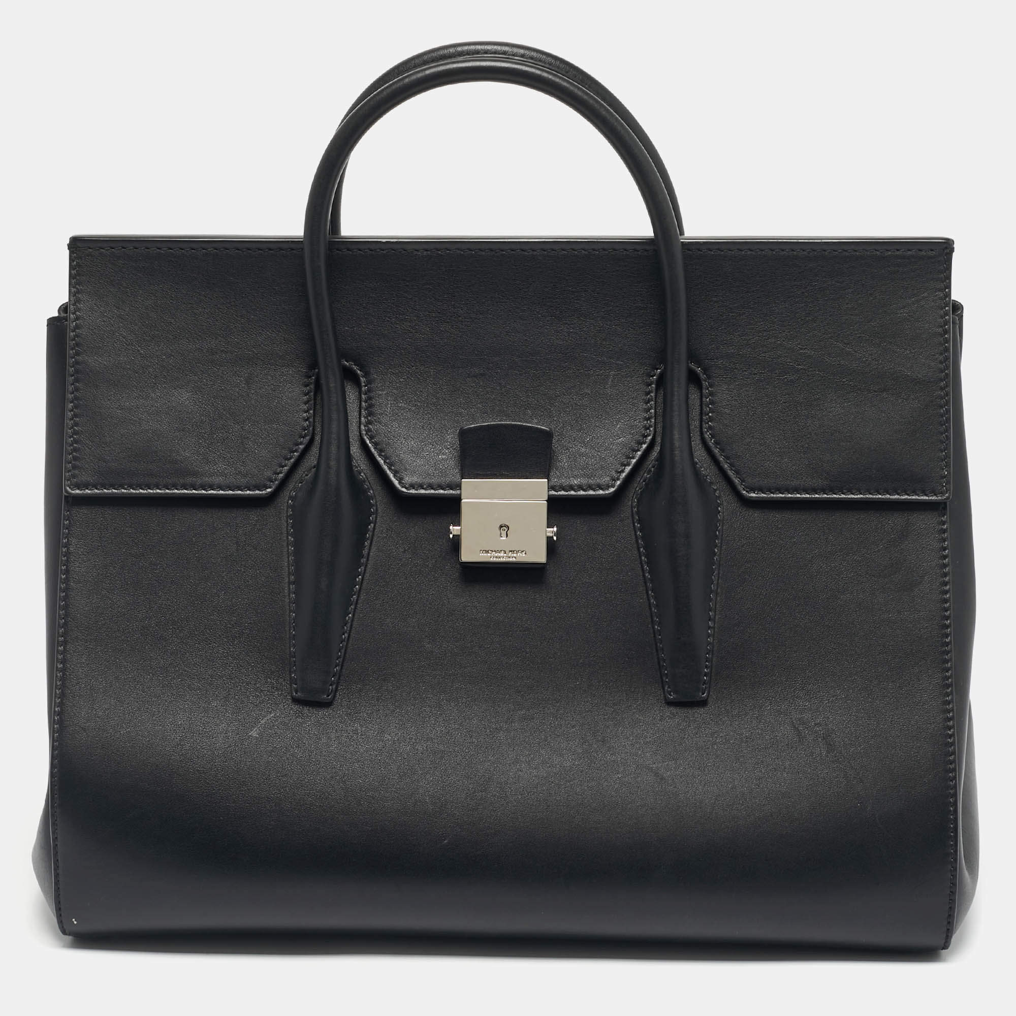 Pre Owned Michael Kors Black Leather Large Campbell Weeknder Bag