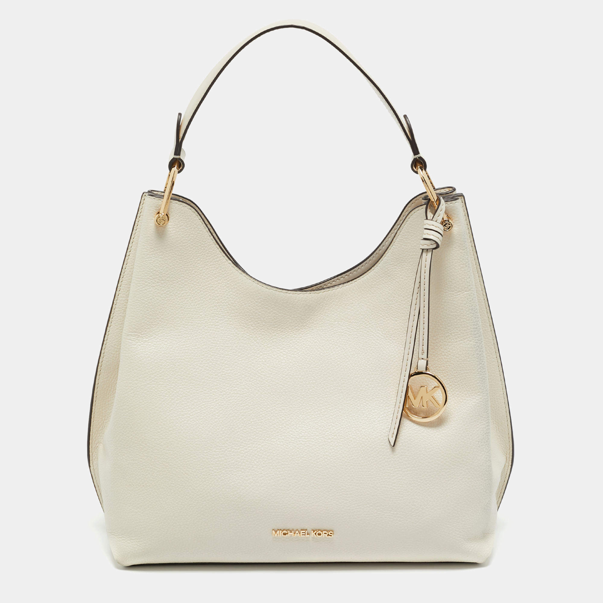 Pre Owned Michael Kors Off White Leather Large Joan Shoulder Bag