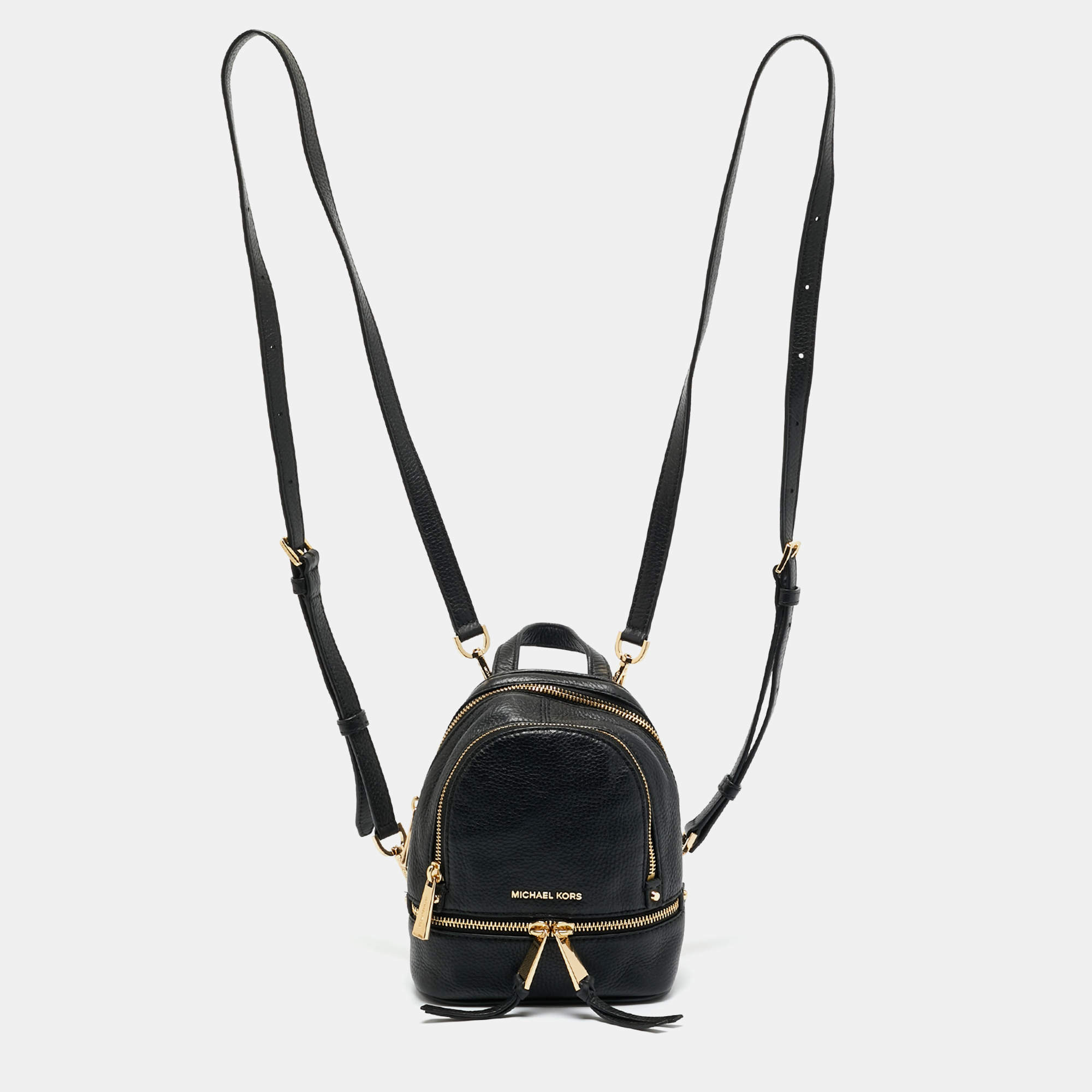 Pre Owned Michael Kors Black Leather Mini Rhea Backpack