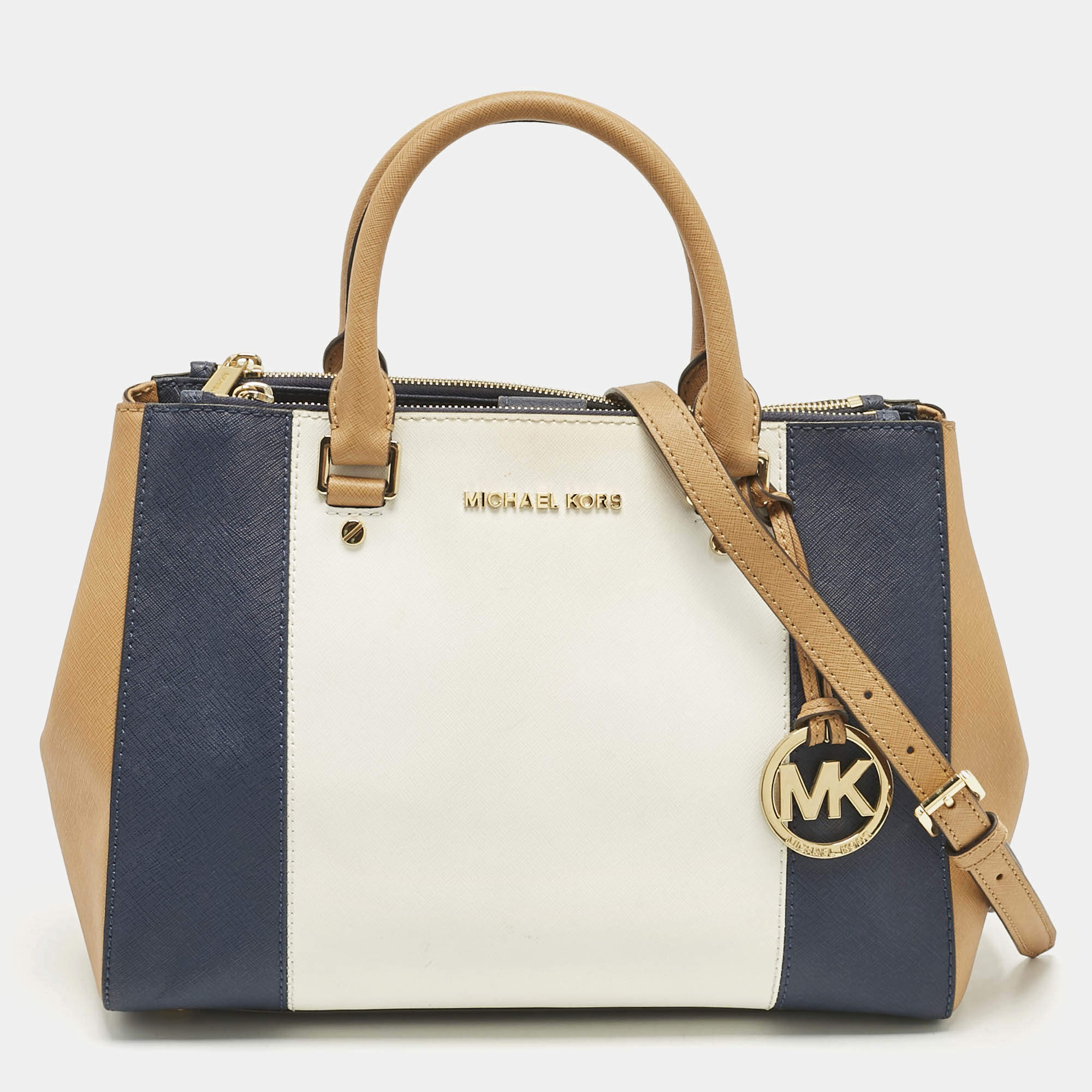 Pre Owned MICHAEL Michael Kors Tricolor Leather Medium Sutton Tote