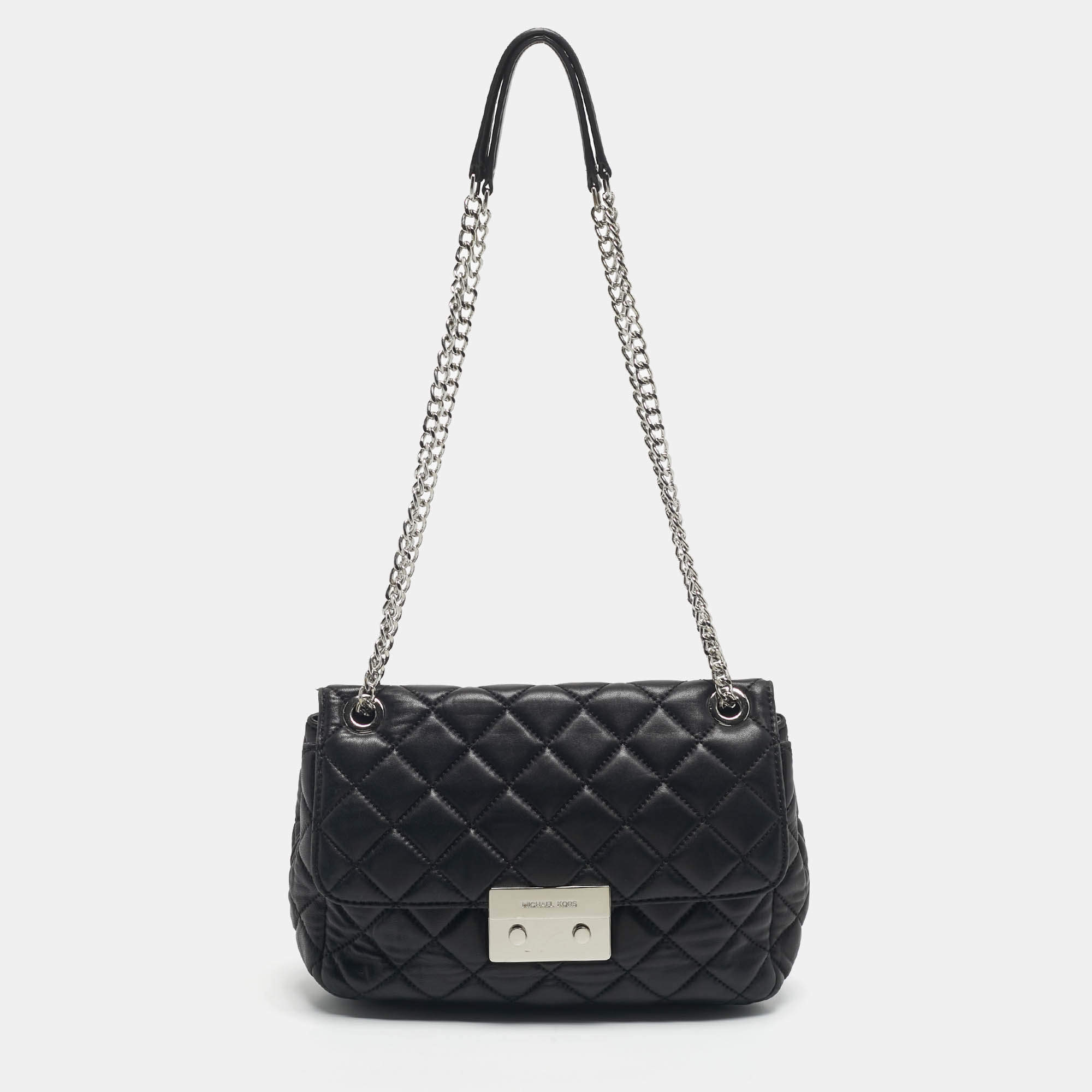 Pre Owned Micheal Kors Black Quilted Leather Large Sloan Shoulder Bag