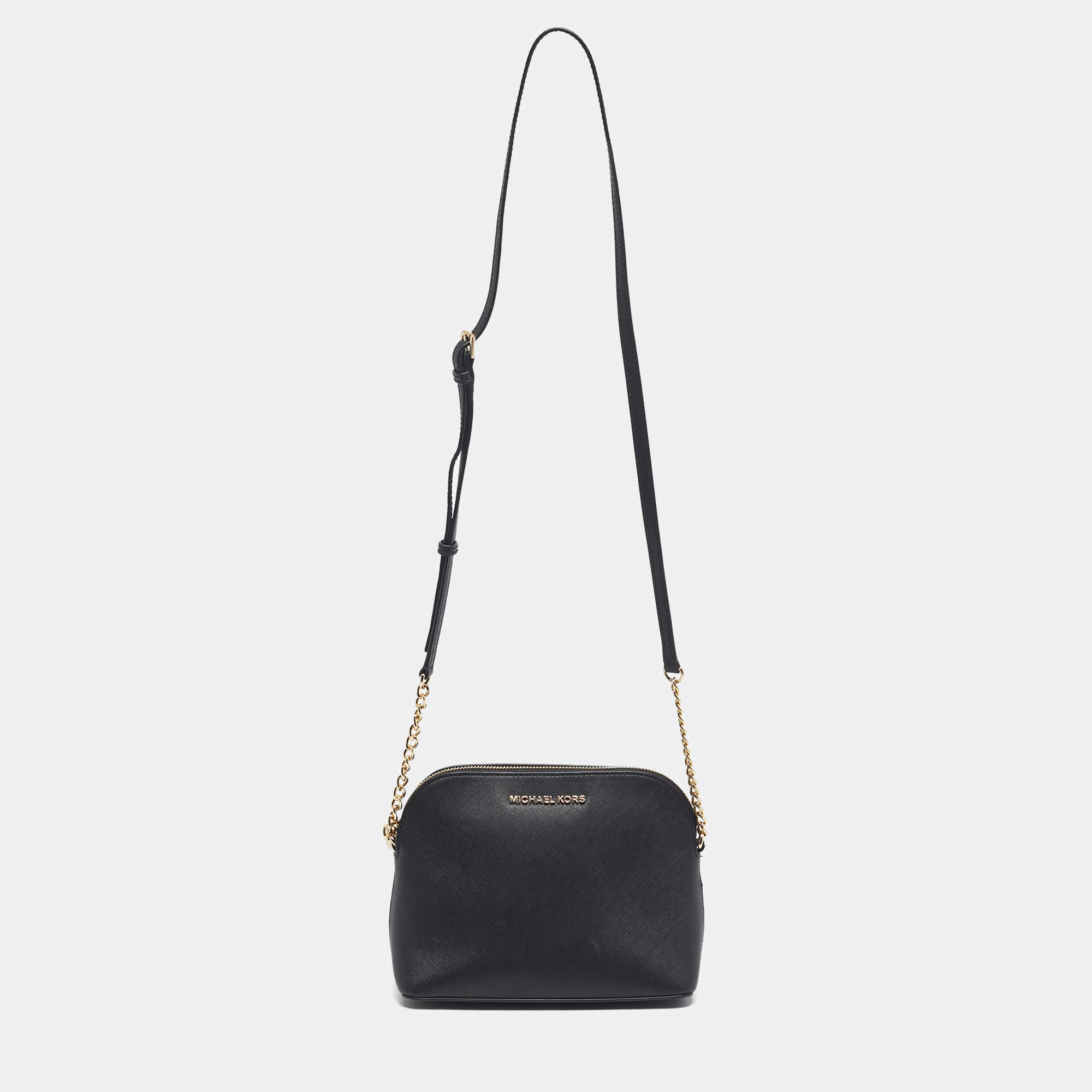 Pre Owned Michael Kors Black Leather Cindy Crossbody Bag