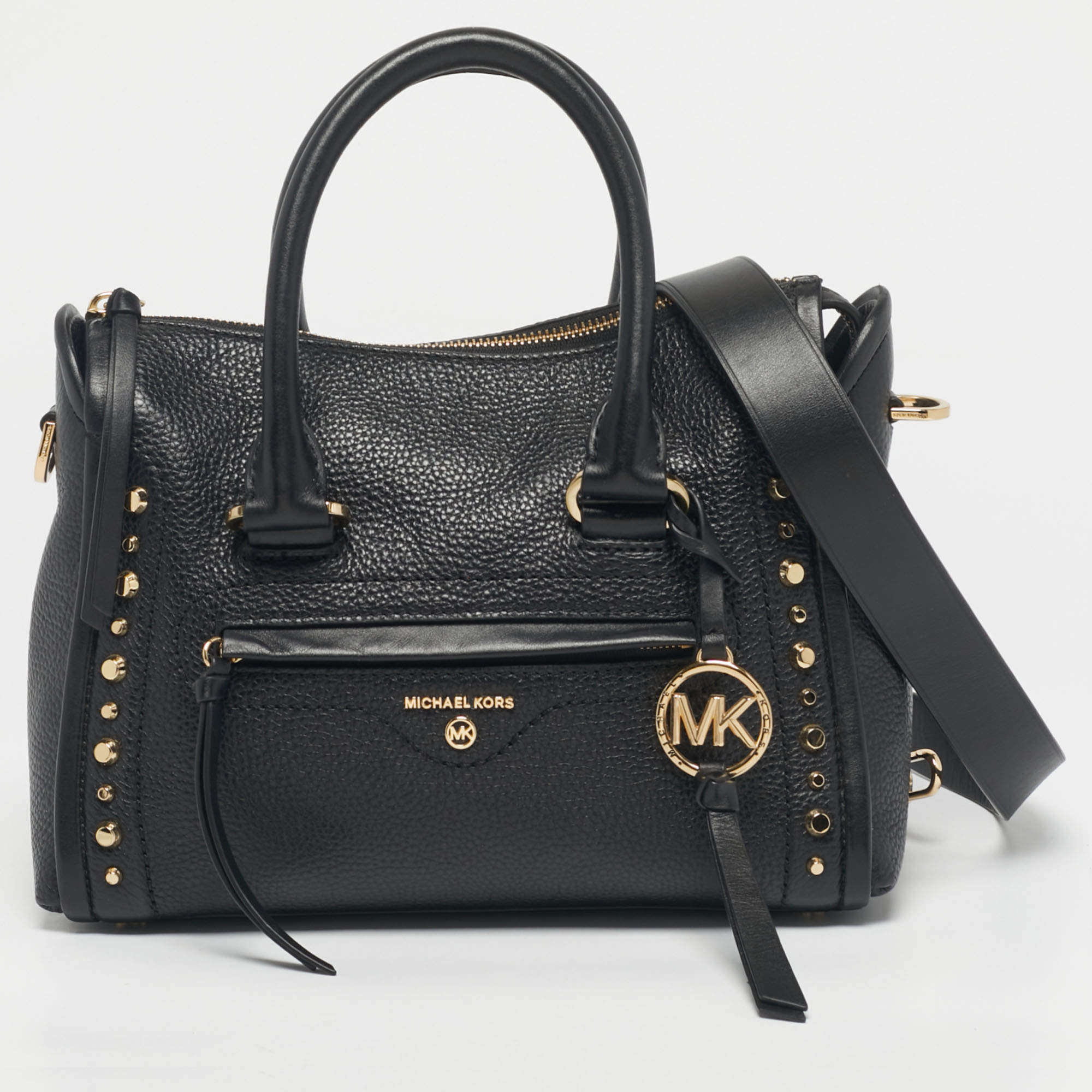 Pre Owned Michael Kors Black Leather Small Carine Satchel