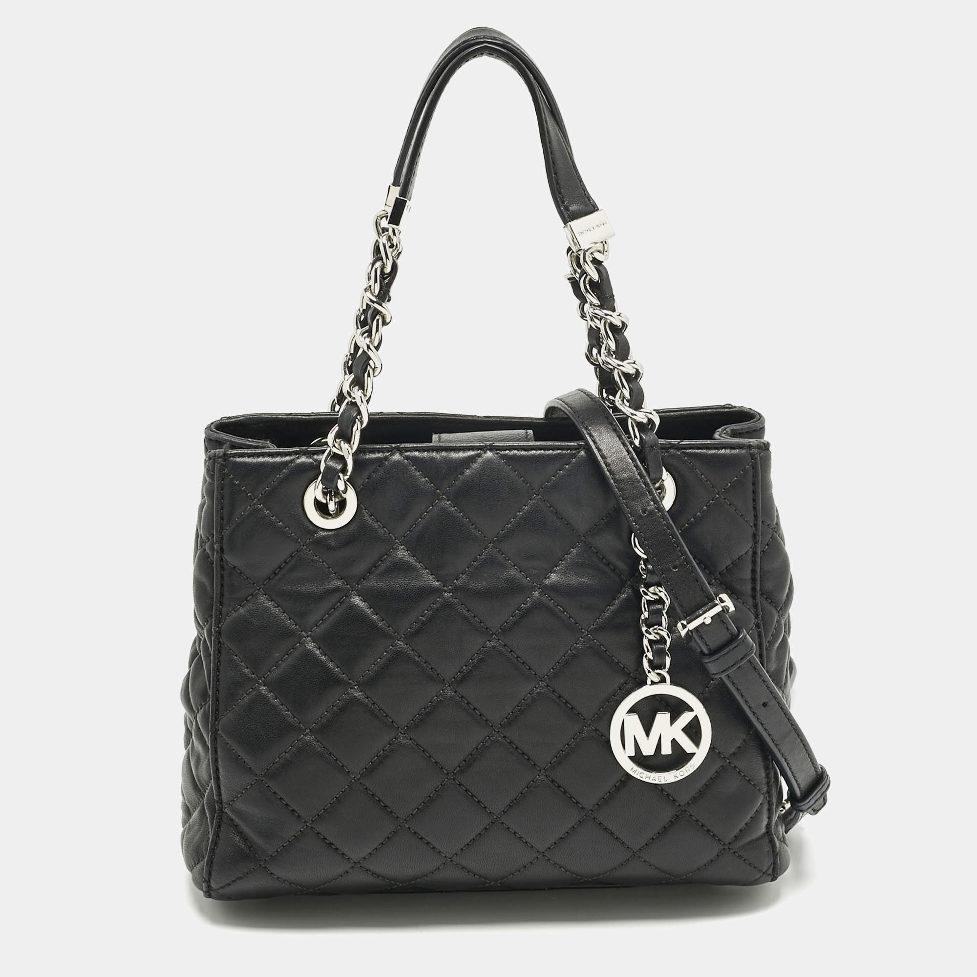 Pre Owned حقيبة يد مايكل كورس سوزانا جلد مبطن أسود