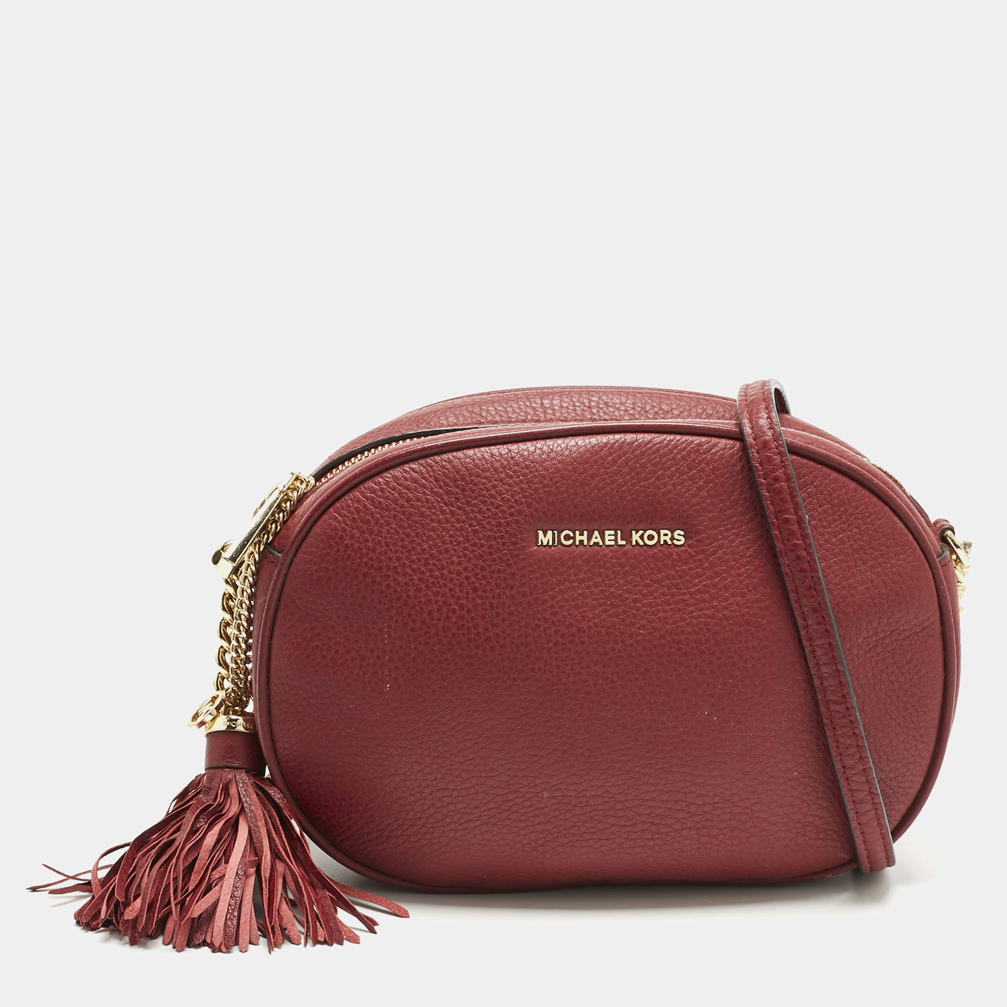 Pre Owned Michael Kors Red Leather Ginny Crossbody Bag