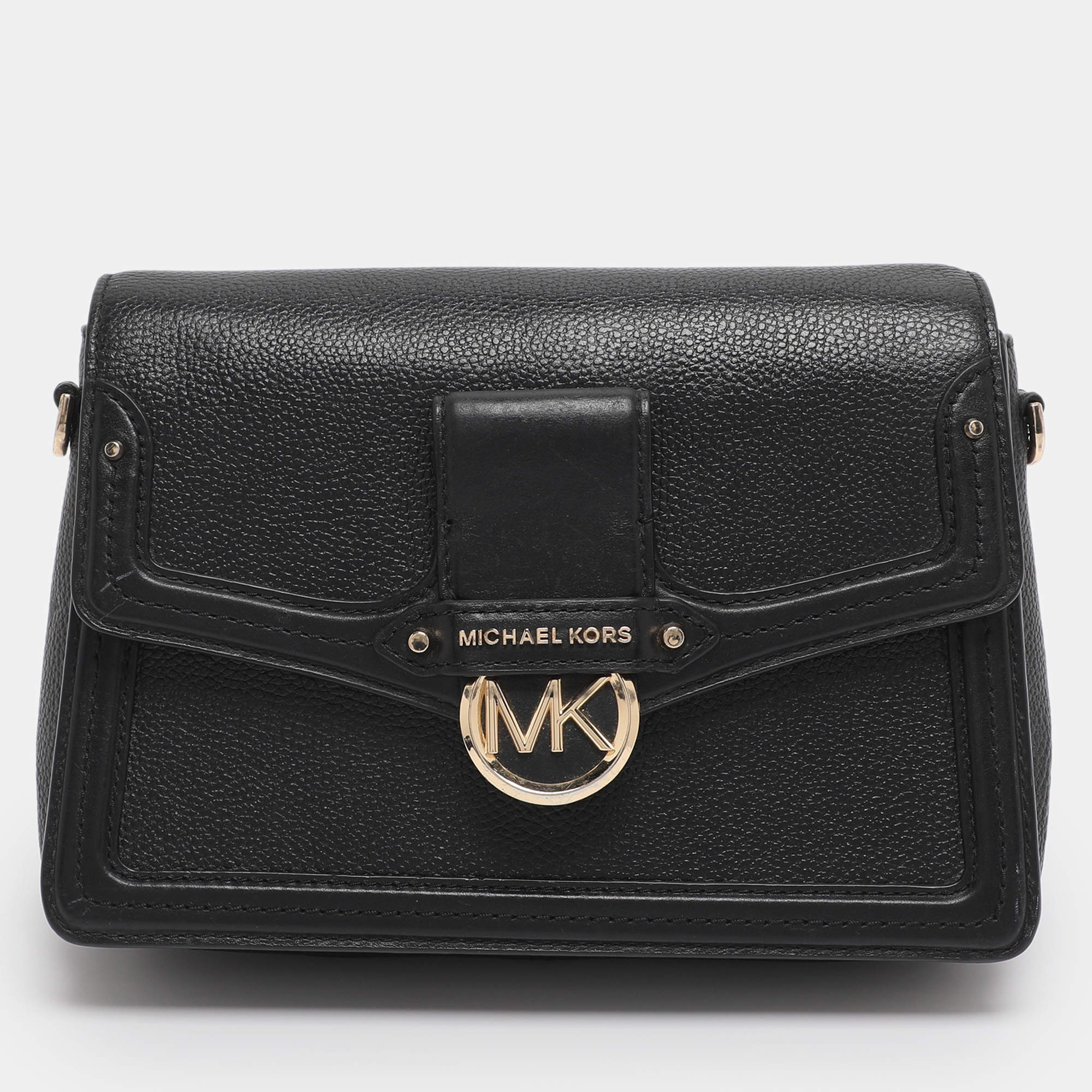 Pre Owned Michael Kors Black Leather Medium Jessie Shoulder Bag