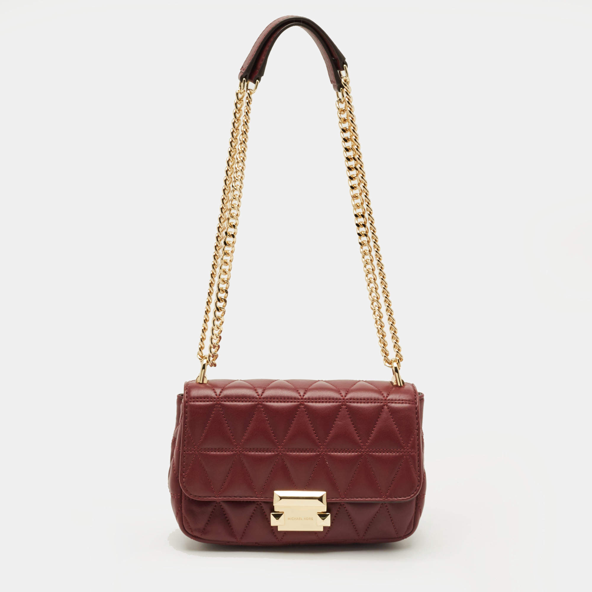 Pre Owned Michael Kors Burgundy Quilted Leather Small Sloan Shoulder Bag