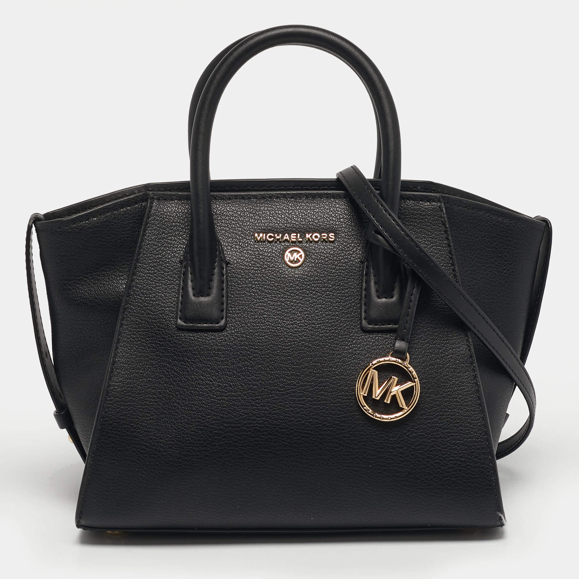 Pre Owned Michael Kors Avril Small Black Leather Satchel