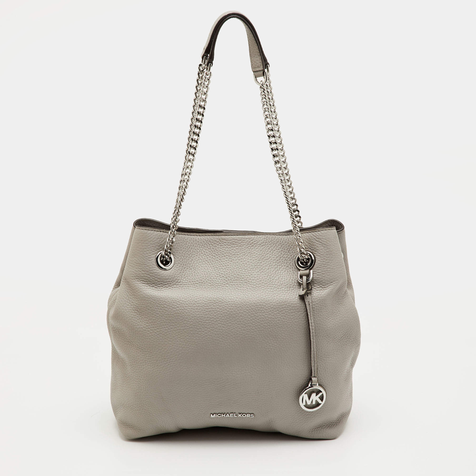 Pre Owned حقيبة كتف مايكل كورس جت سيت جلد رمادي