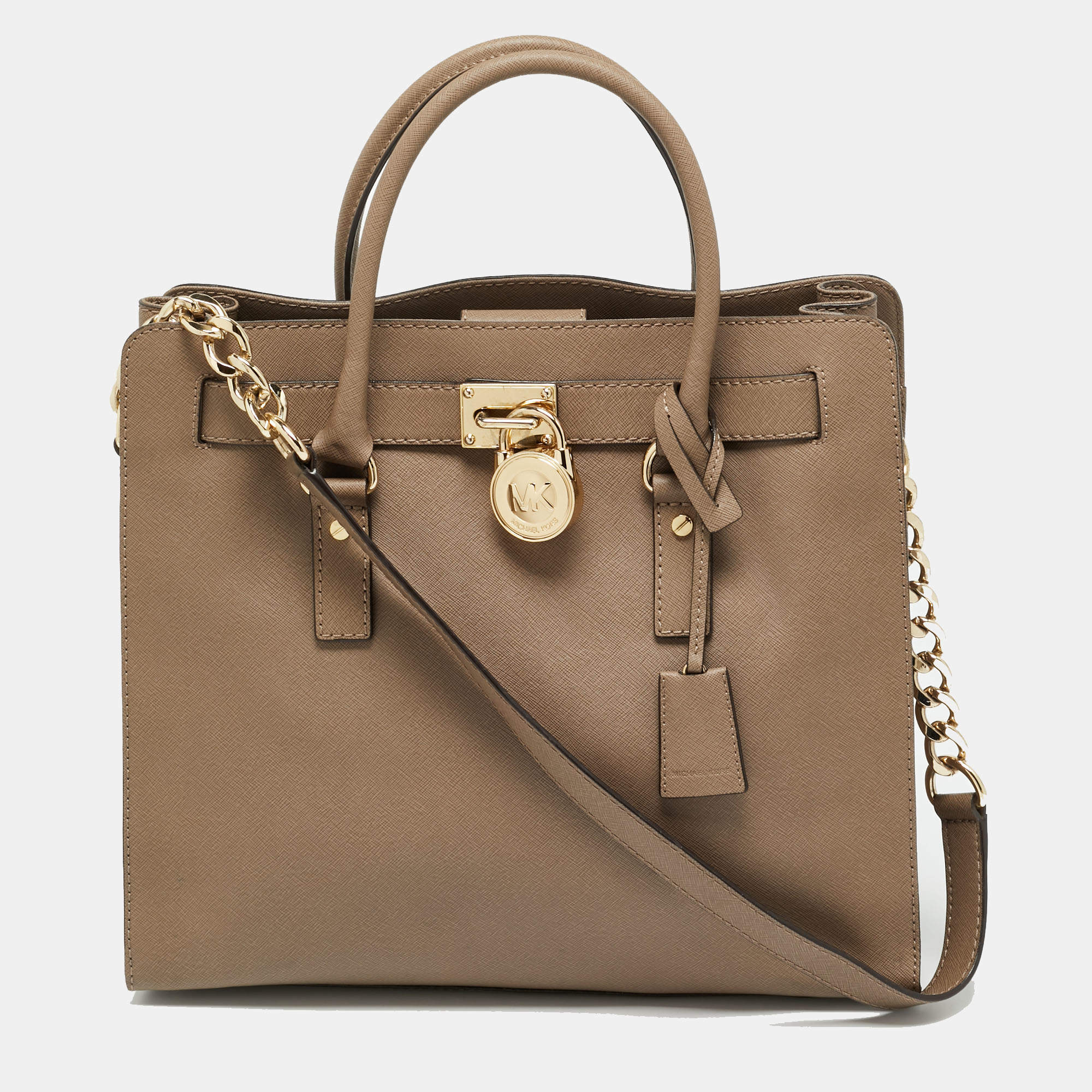 مملوكة مسبقًا Michael Kors Hamilton North South Beige Leather Tote