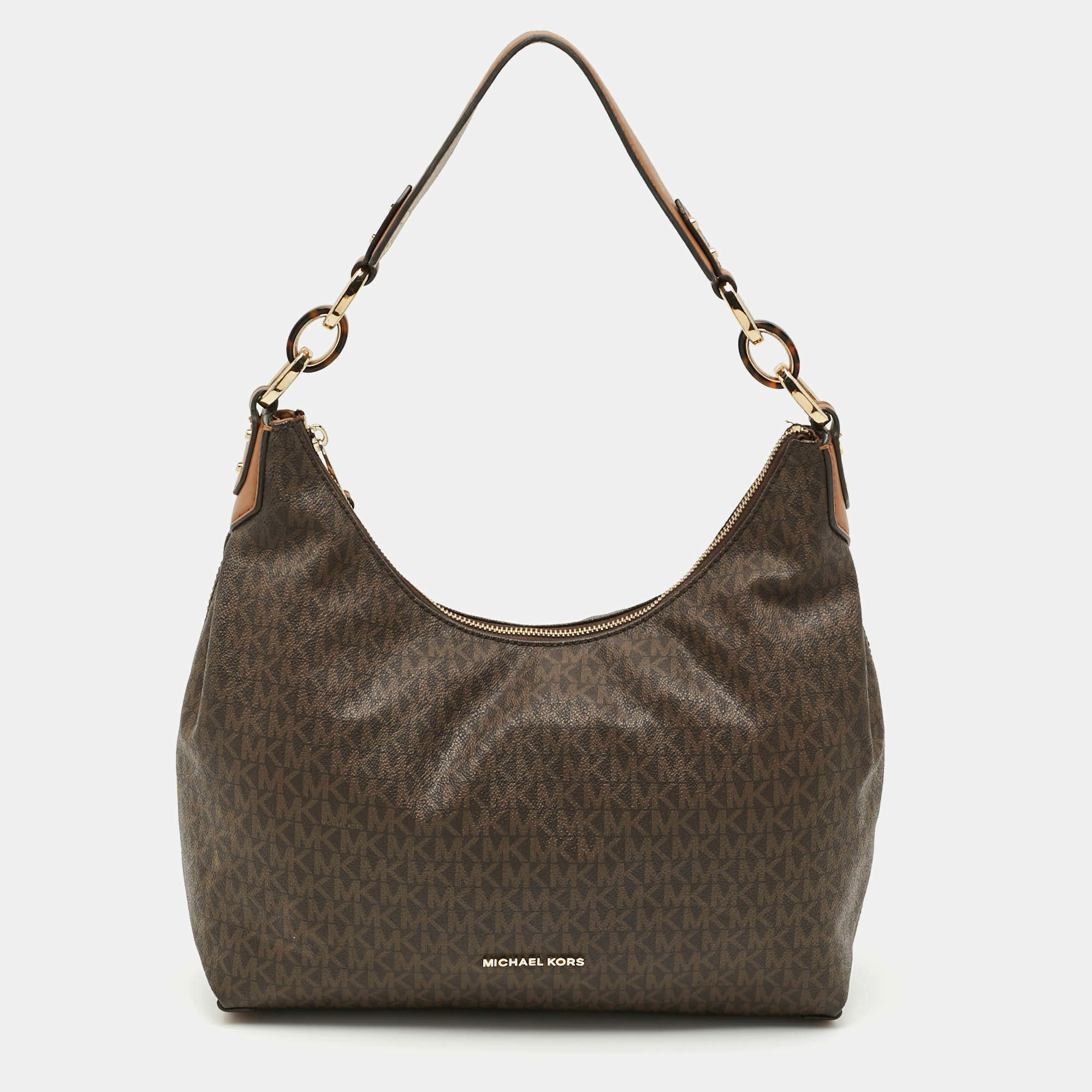 مملوكة مسبقًا Michael Kors Brown Signature Coated Canvas and Leather Hobo