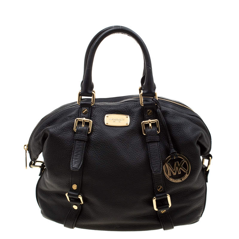 Pre Owned MICHAEL Michael Kors Black Leather Bedford Belted Satchel