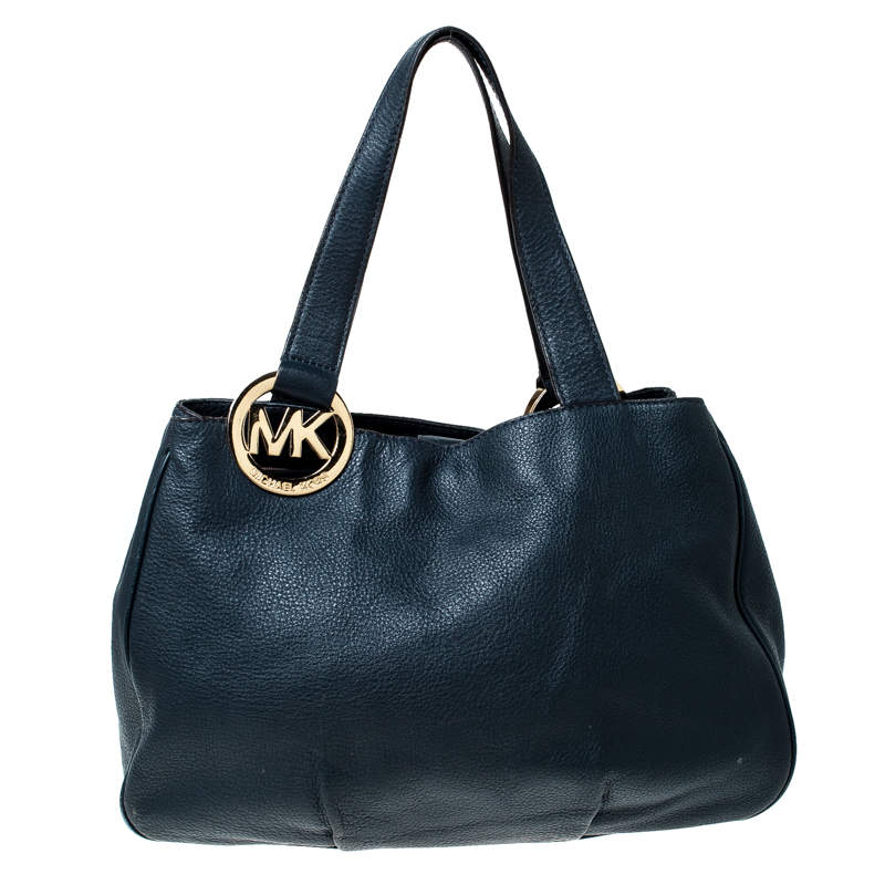 Pre Owned Michael Kors Navy Blue Fulton East West Tote