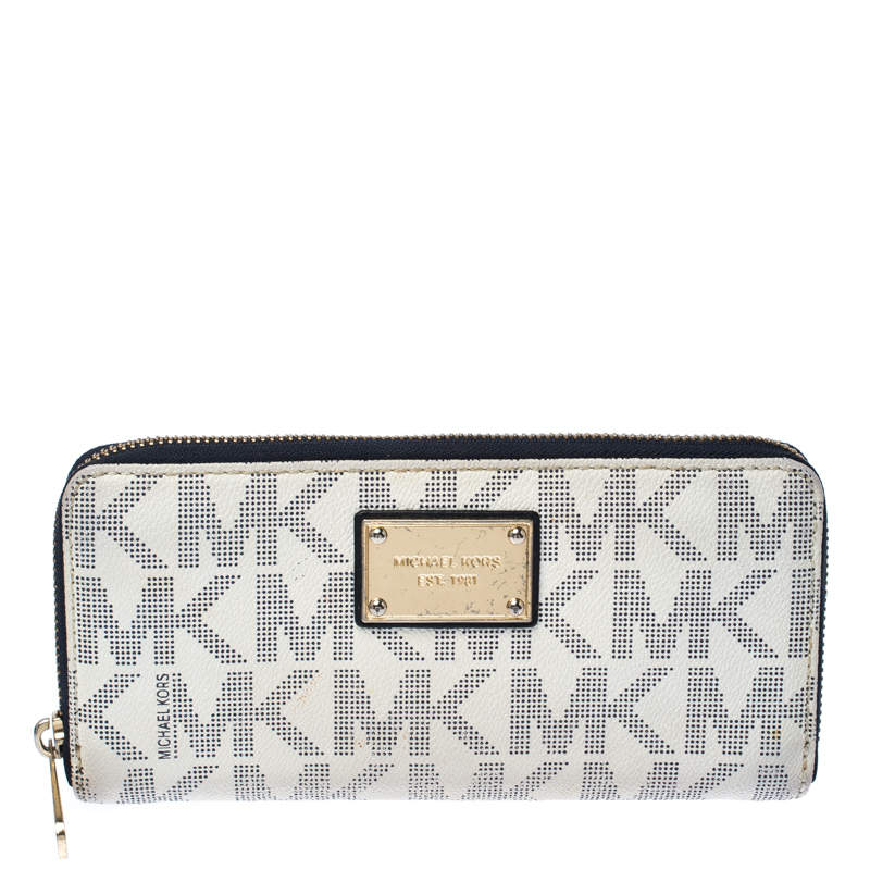 michael kors white monogram wallet