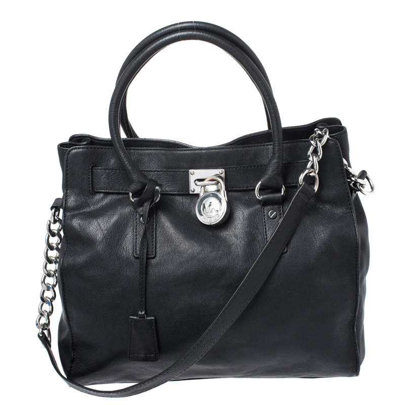 Pre Owned MICHAEL Michael Kors Black Leather Hamilton Tote