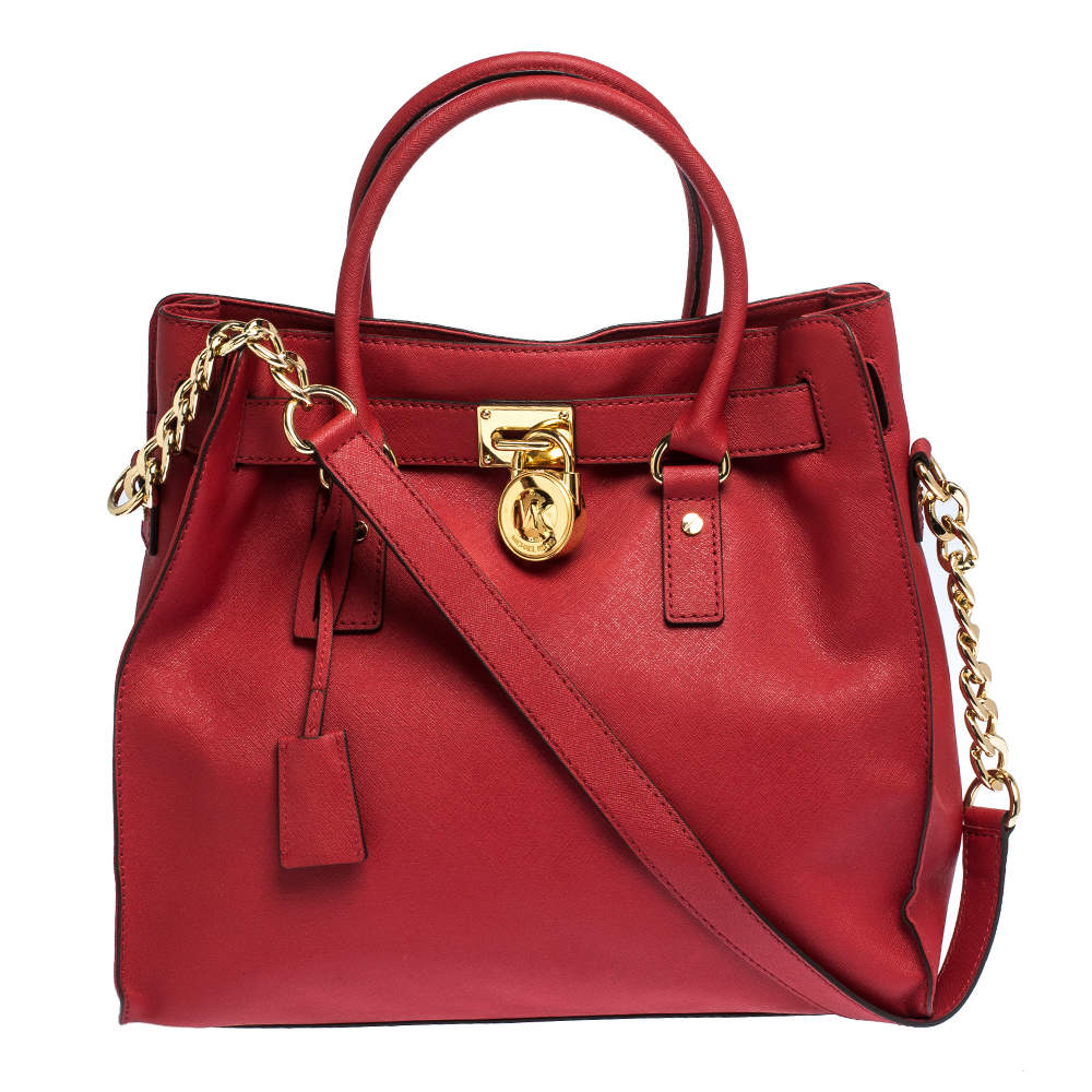 michael kors red and black handbag