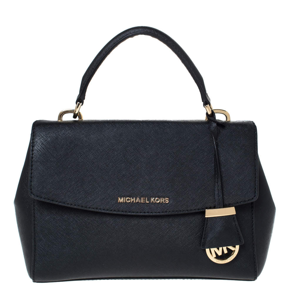 Pre Owned Michael Kors Black Leather Small Ava Top Handle Bag
