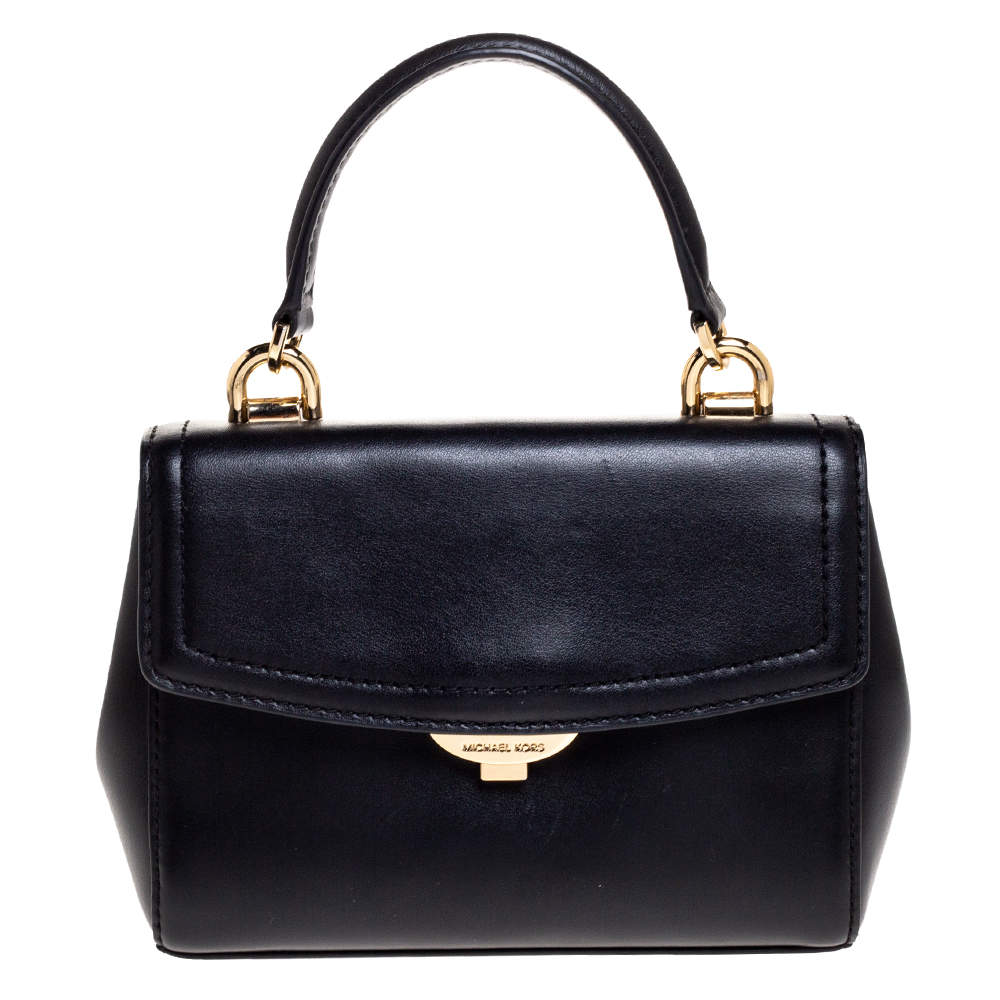 Pre Owned Michael Kors Black Leather Ava Top Handle Bag