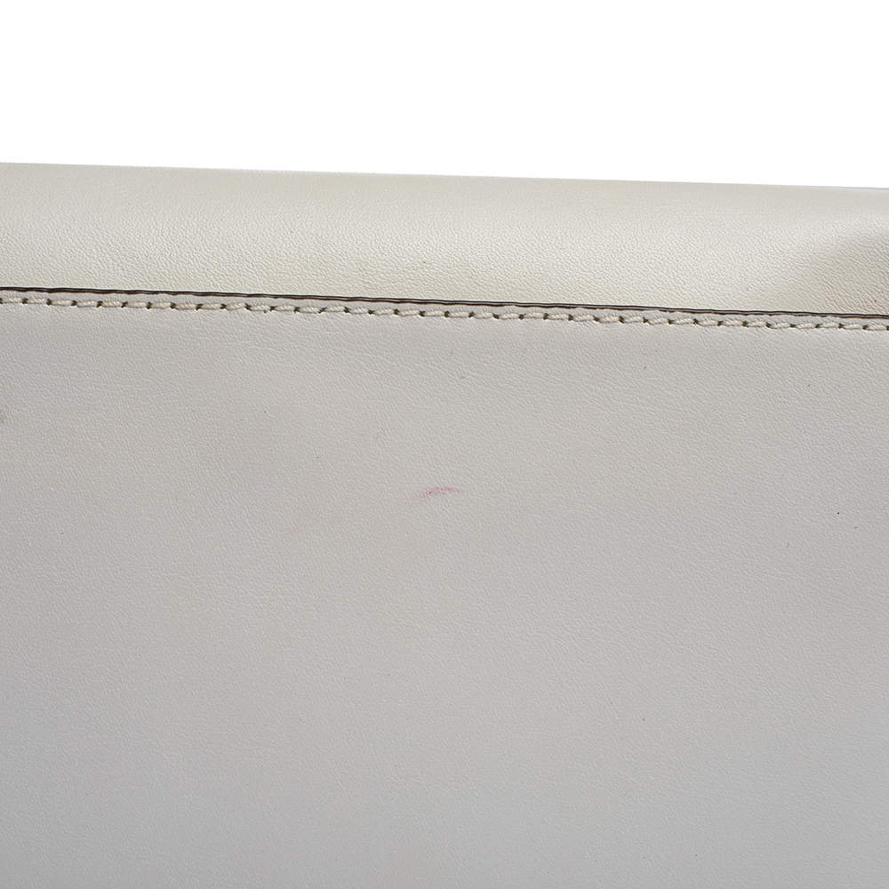 Michael Kors White Leather Lana Envelope Chain Clutch Michael Kors