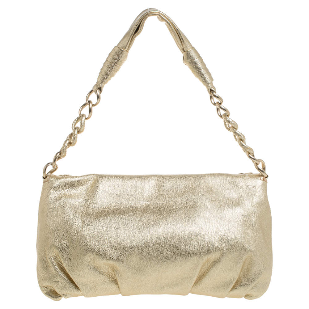 Michael Kors Gold Leather Chain Link Flap Baguette Bag Michael Kors | TLC