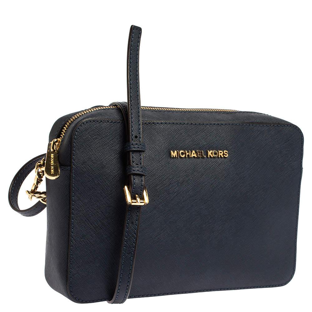 Michael Kors Navy Blue Leather Jet Set Crossbody Bag Michael Kors | TLC