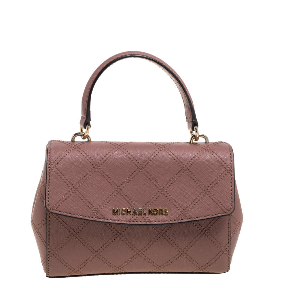 Michael Kors Old Rose Leather Mini Ava Top Handle Bag