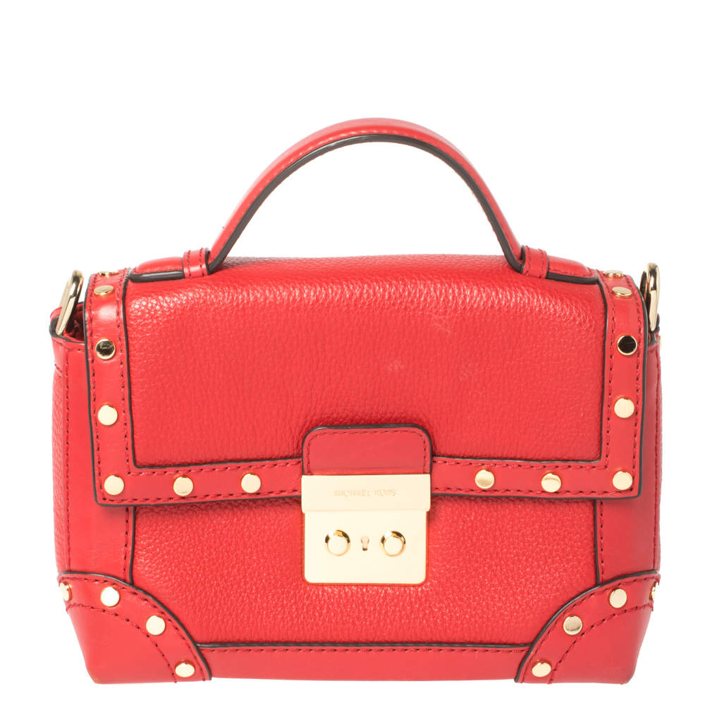 Michael Kors Red Leather Cori Top Handle Bag