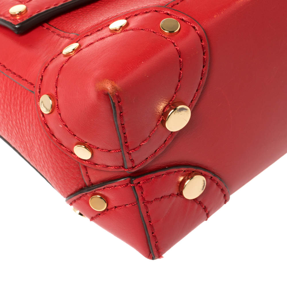 Michael Kors Red Leather Cori Top Handle Bag Michael Kors